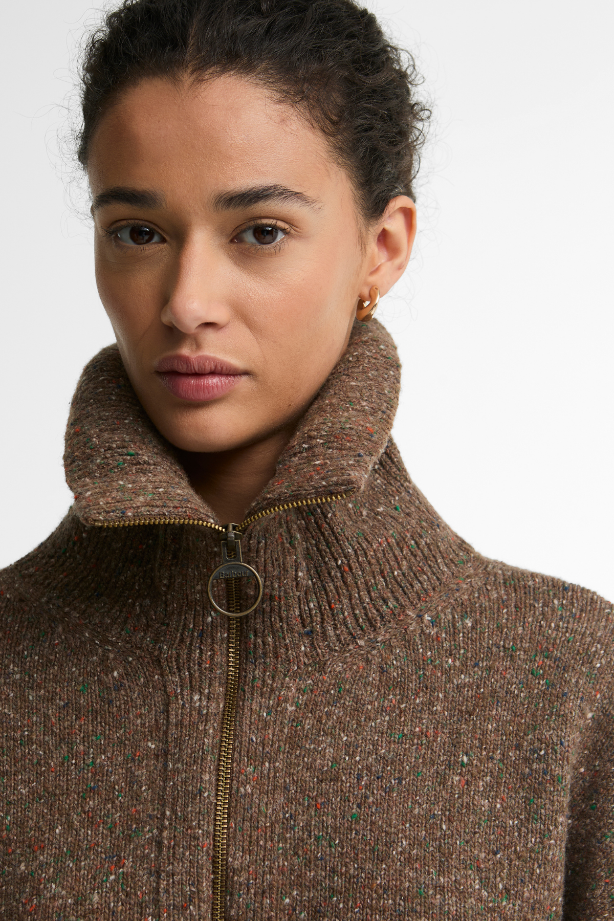 Barbour Lavensdale Half Zip Knitted Kazak BE74 Deep Camel