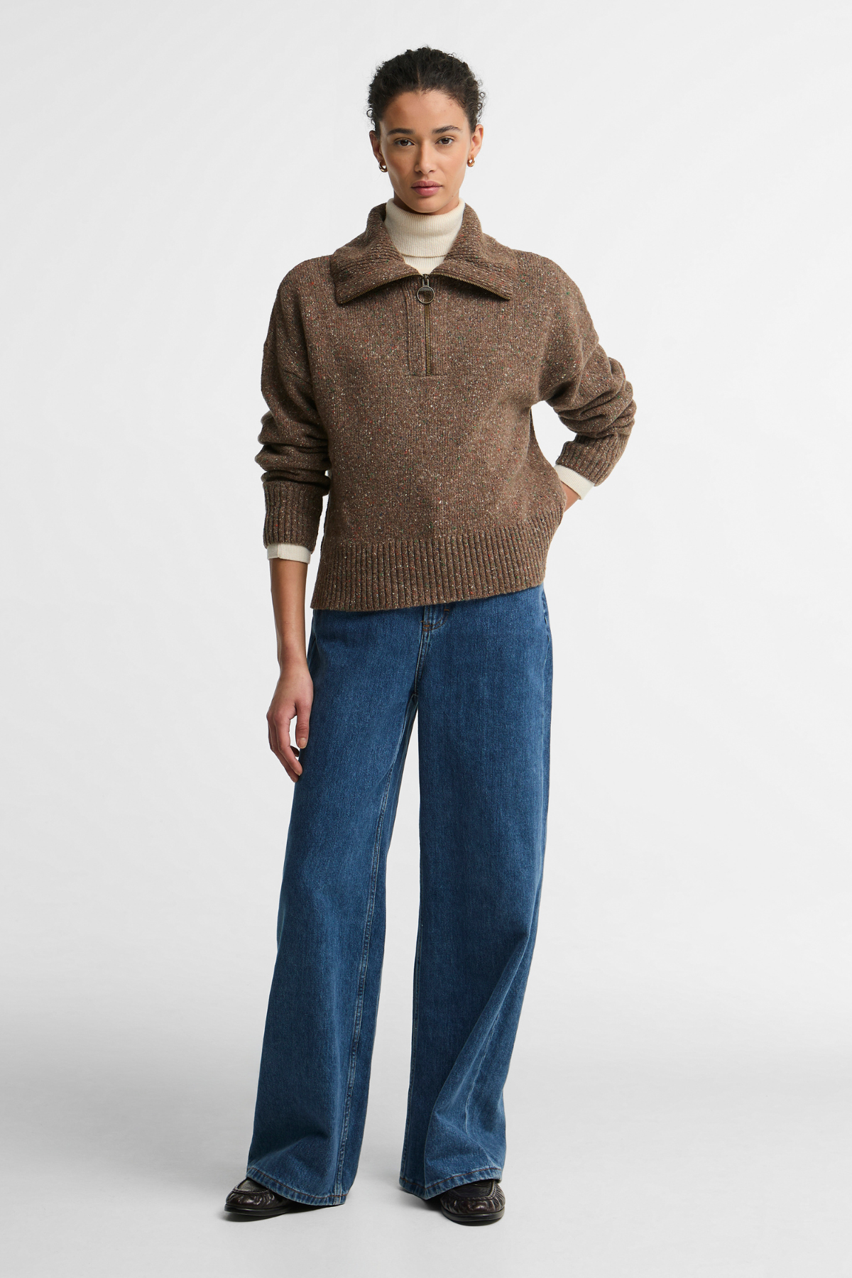 Barbour Lavensdale Half Zip Knitted Kazak BE74 Deep Camel