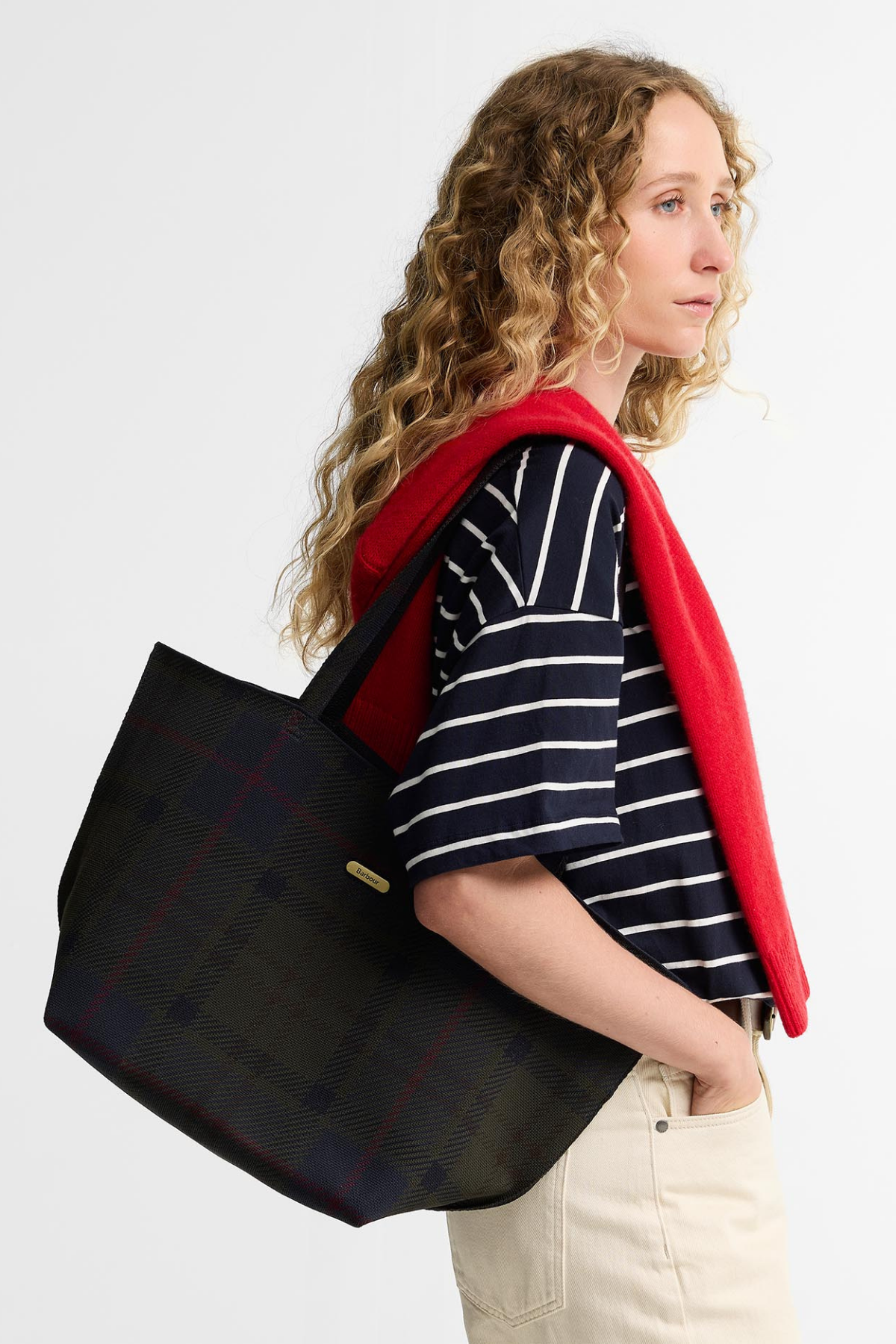 Barbour Layla Tartan Large Kol Çantası TN43 Shadow Classic Tartan