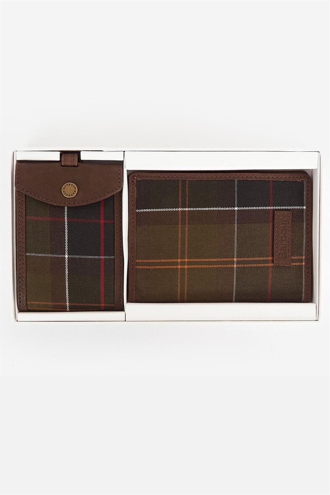 Barbour Leather & Tartan Seyehat Hediye Set TN11 Classic/Brown