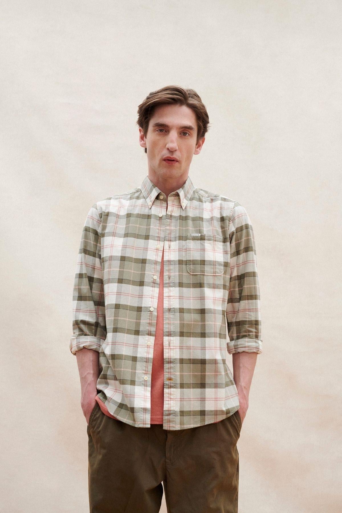 Barbour Lewis Tailored Gömlek TN24 Glenmore Olive Tartan