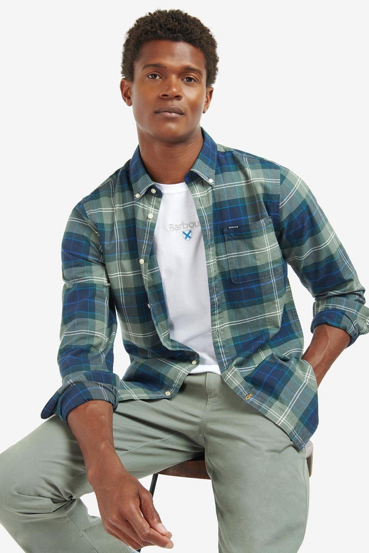Barbour Lewis Tailored Gömlek TN29 Kielder Blue Tartan