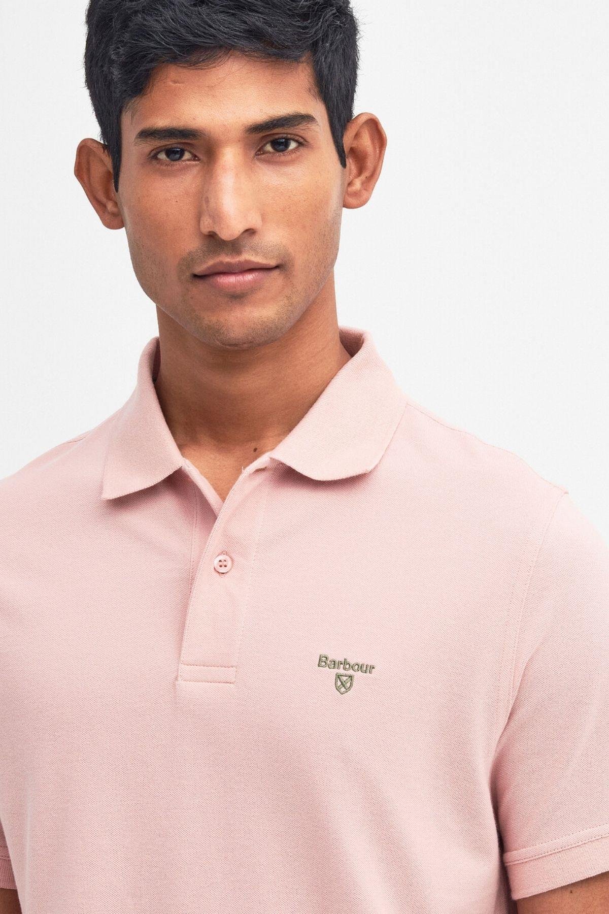 Barbour Lightweight Sports Polo Yaka PI54 Pink Mist