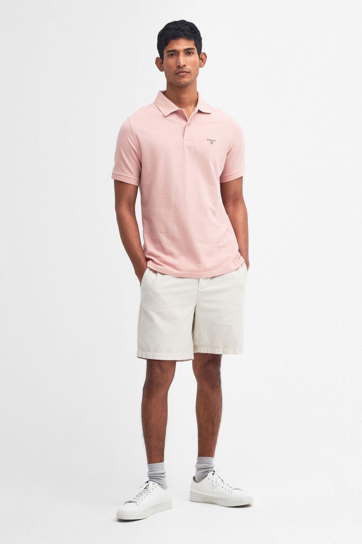 Barbour Lightweight Sports Polo Yaka PI54 Pink Mist