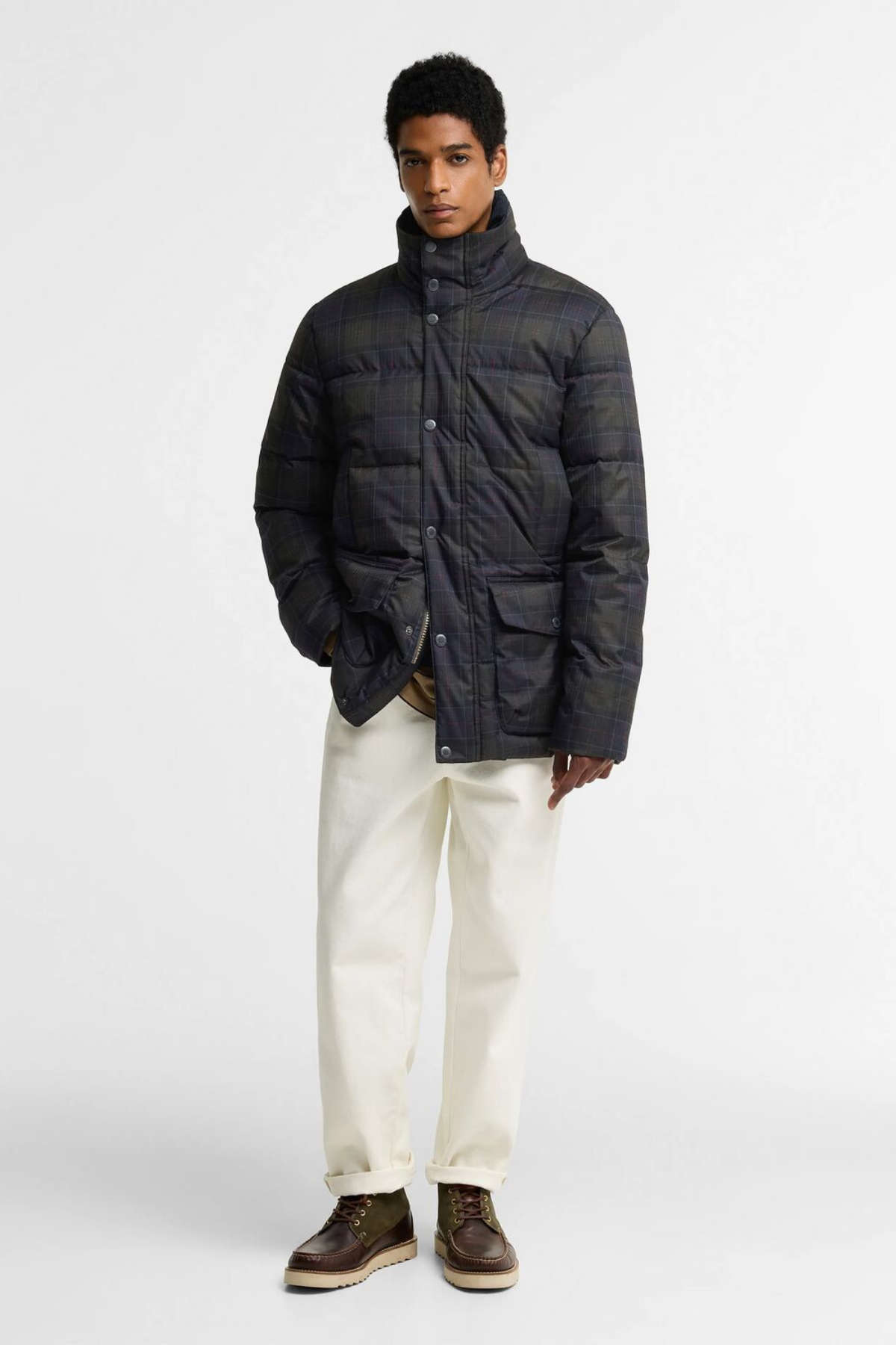 Barbour Lonnen Tartan Puffer Mont TN11 Shadow Classic Tartan