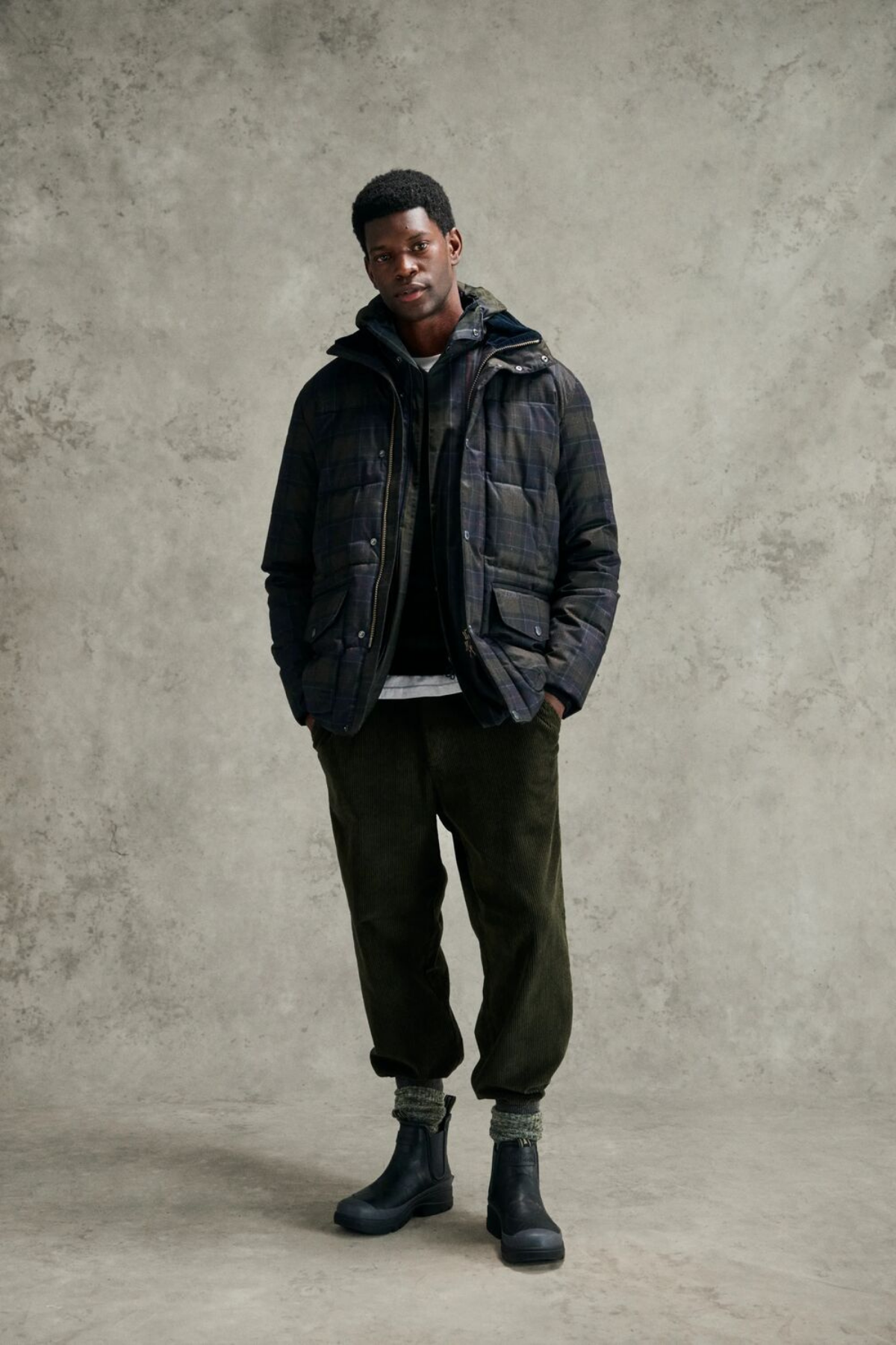 Barbour Lonnen Tartan Puffer Mont TN11 Shadow Classic Tartan