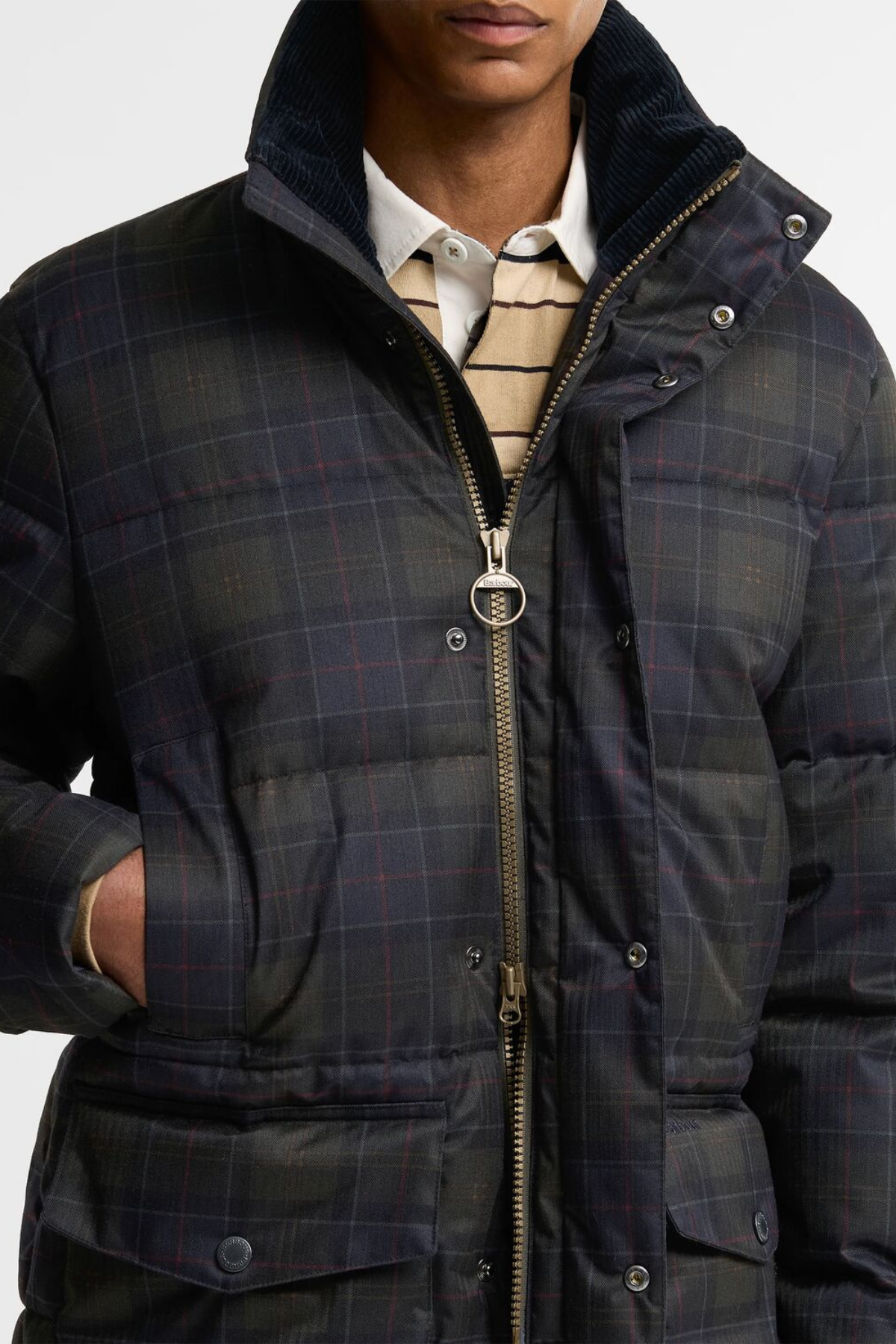 Barbour Lonnen Tartan Puffer Mont TN11 Shadow Classic Tartan
