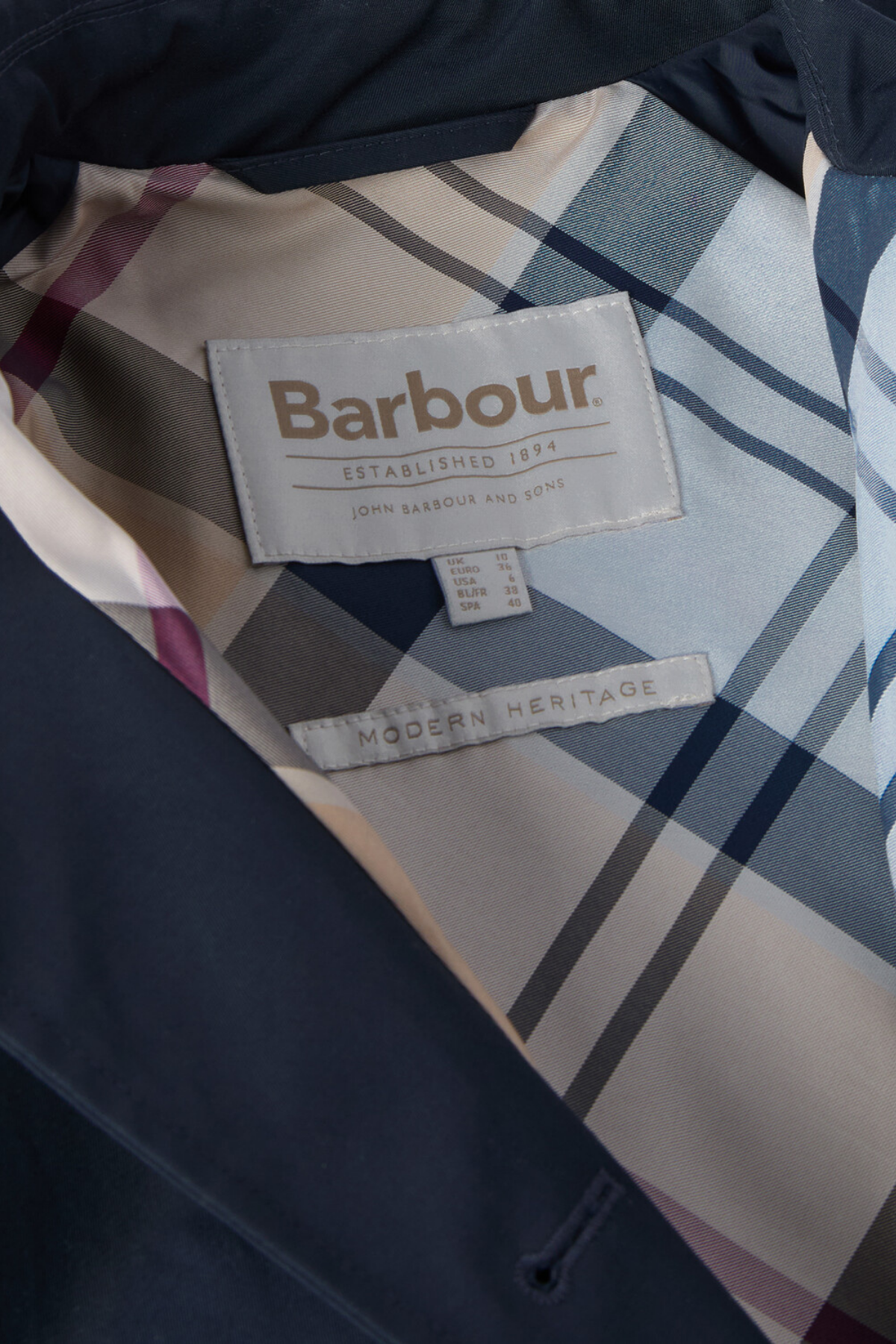 Barbour Maia Showerproof Ceket NY75 Dark Navy/Hessian Tartan