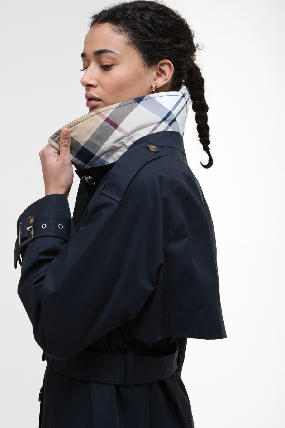 Barbour Maia Showerproof Ceket NY75 Dark Navy/Hessian Tartan