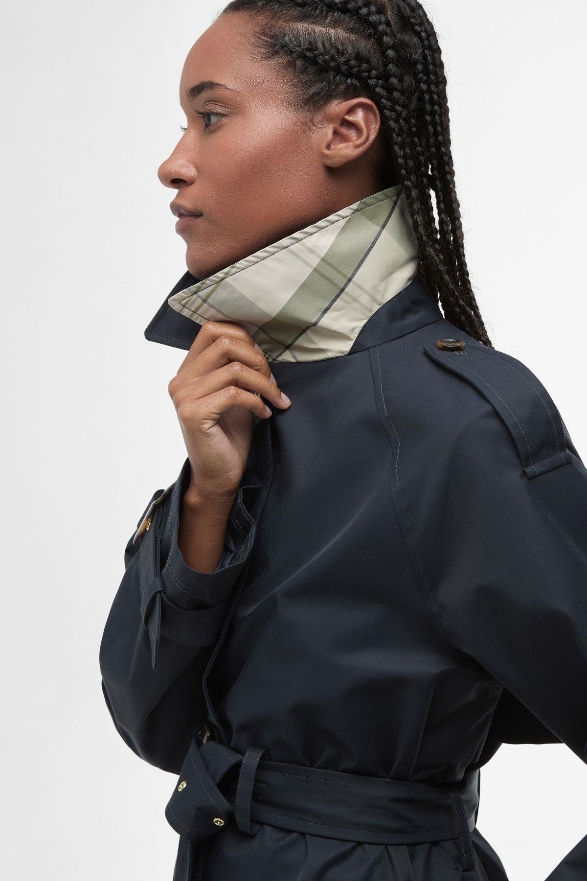 Barbour Maia Showerproof Ceket NY91 Dark Navy/Rosemary Tartan
