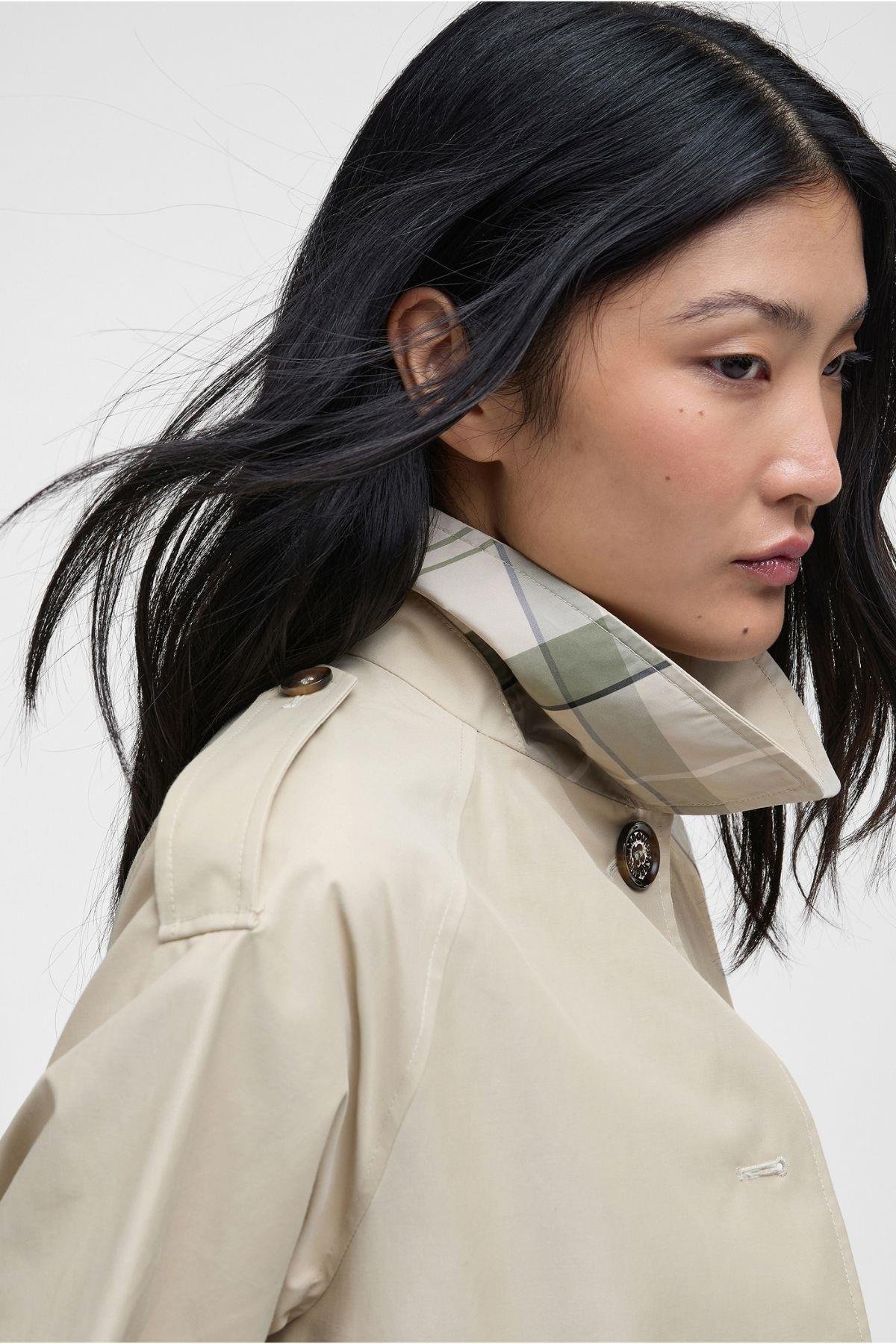 Barbour Maia Showerproof Ceket SN11 Light Sand/Rosemary Tartan