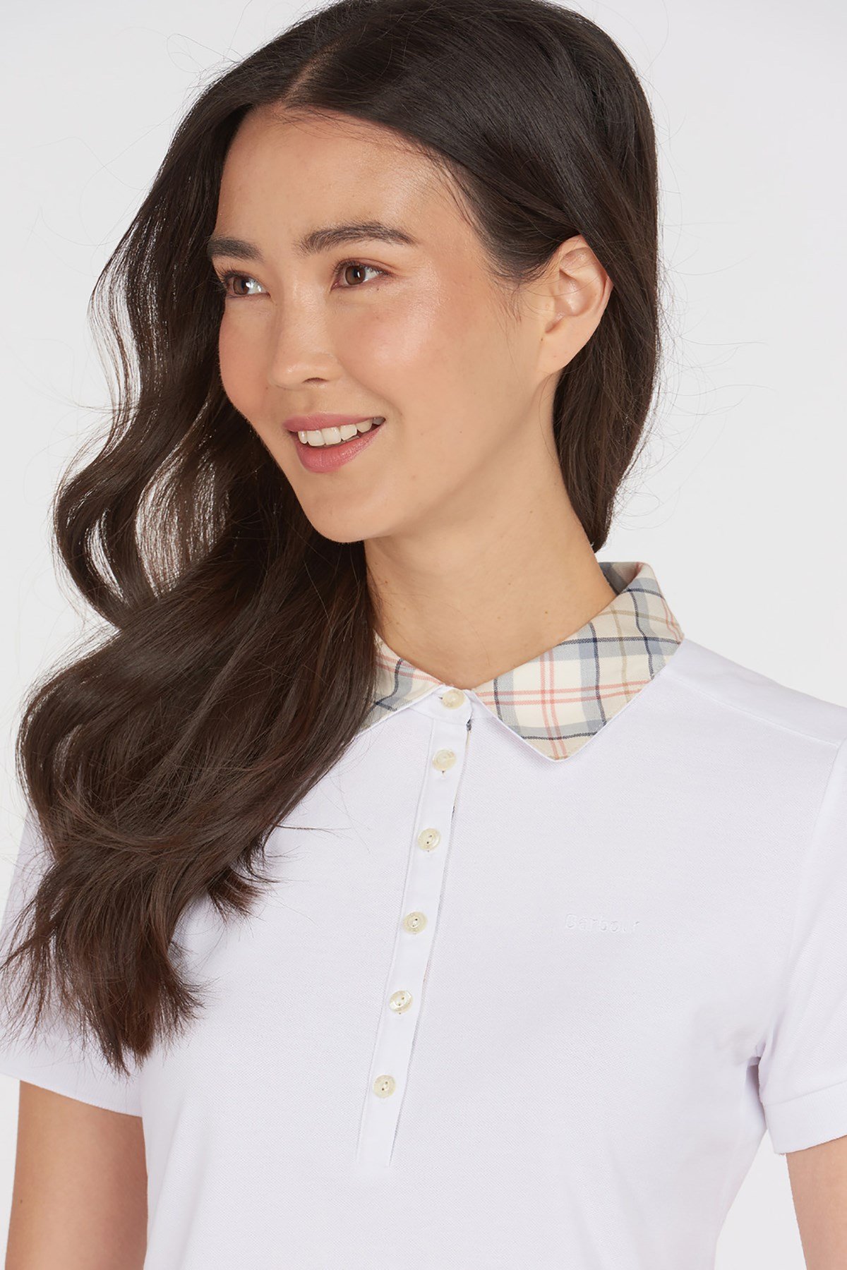 Barbour Malvern Top Polo Shirt WH13 White Tartan
