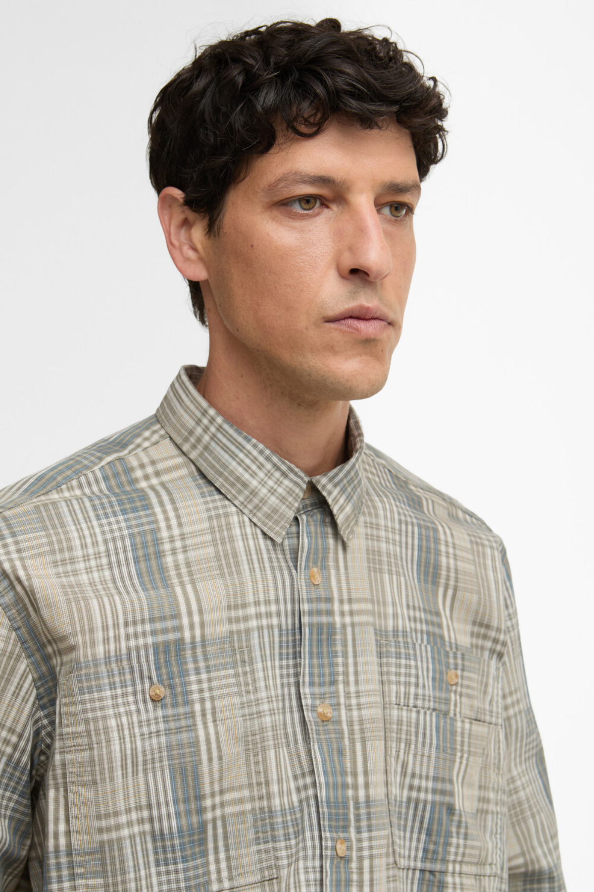 Barbour Maxwell Checked Patch L/S Relaxed Gömlek OL37 Grey Olive