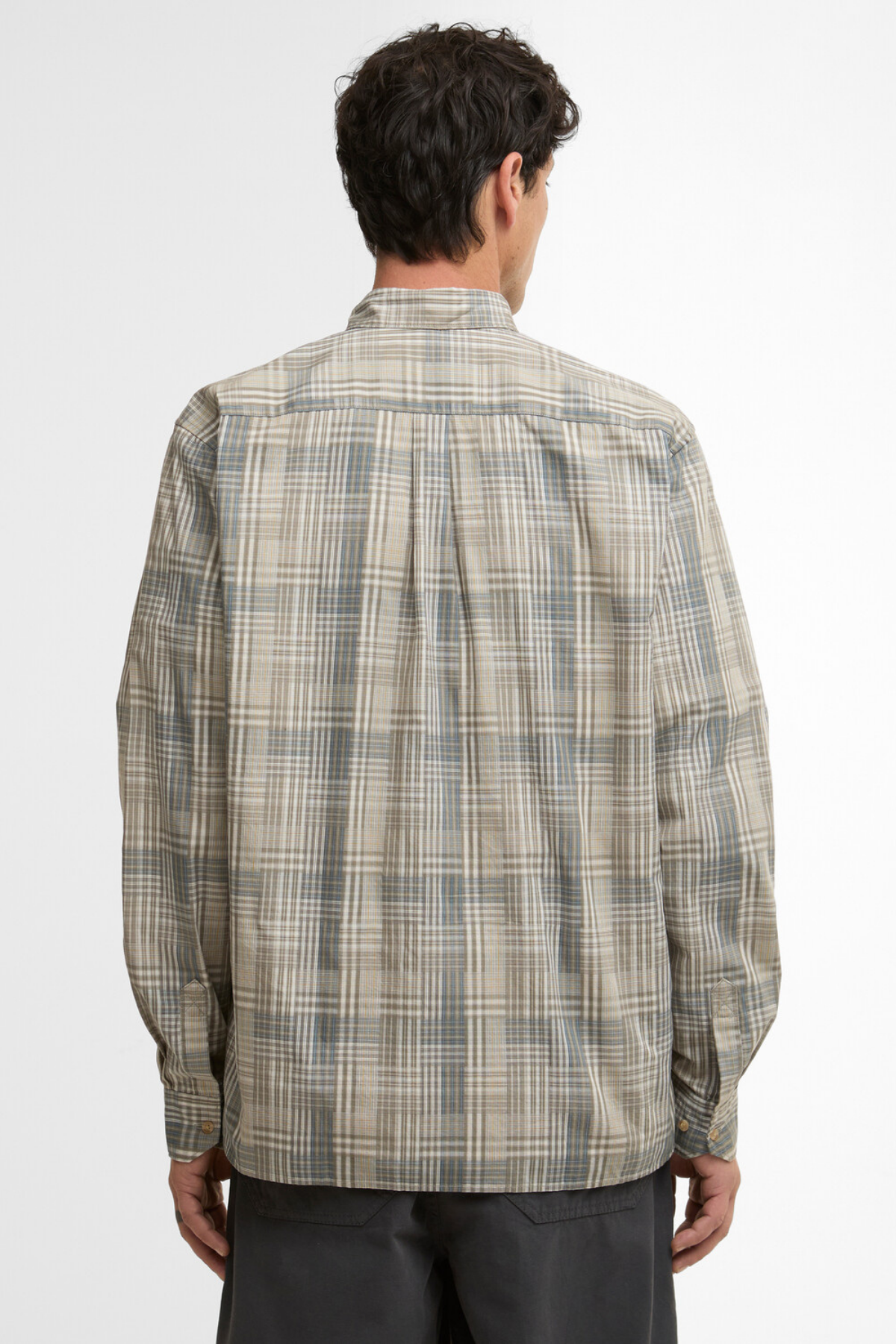 Barbour Maxwell Checked Patch L/S Relaxed Gömlek OL37 Grey Olive