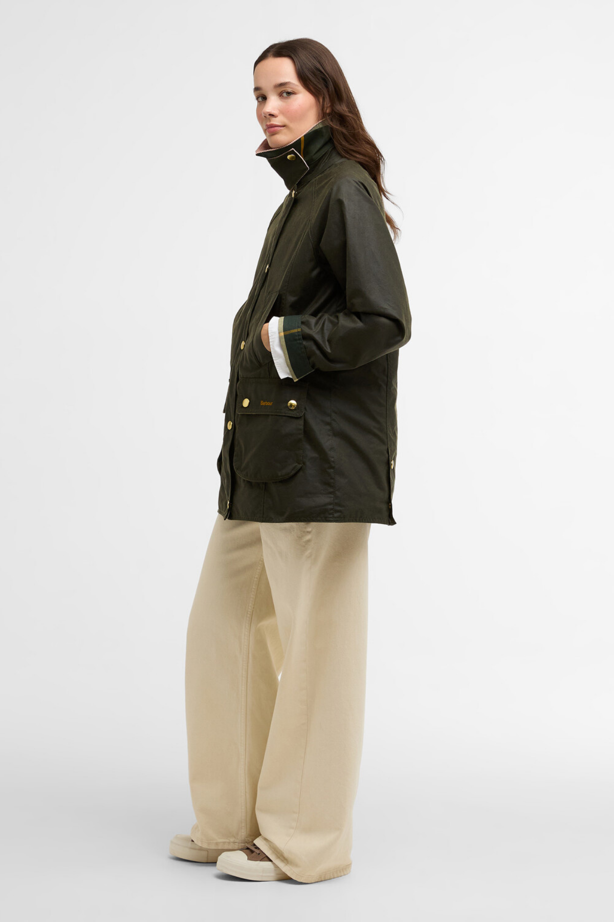 Barbour Modern Beadnell Yağlı Ceket OL99 Archive Olive/Ancient/Gardenia