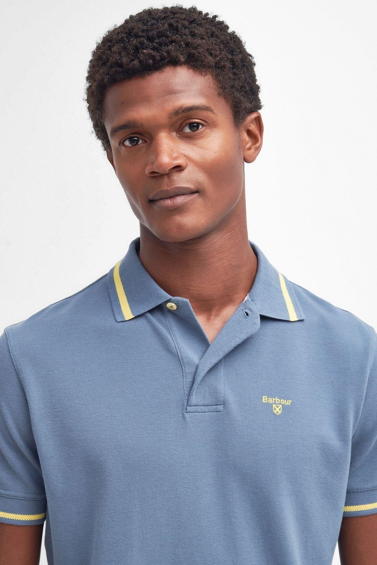 Barbour Newbridge Short Sleeve Cotton Polo Yaka BL14 Dark Chambray
