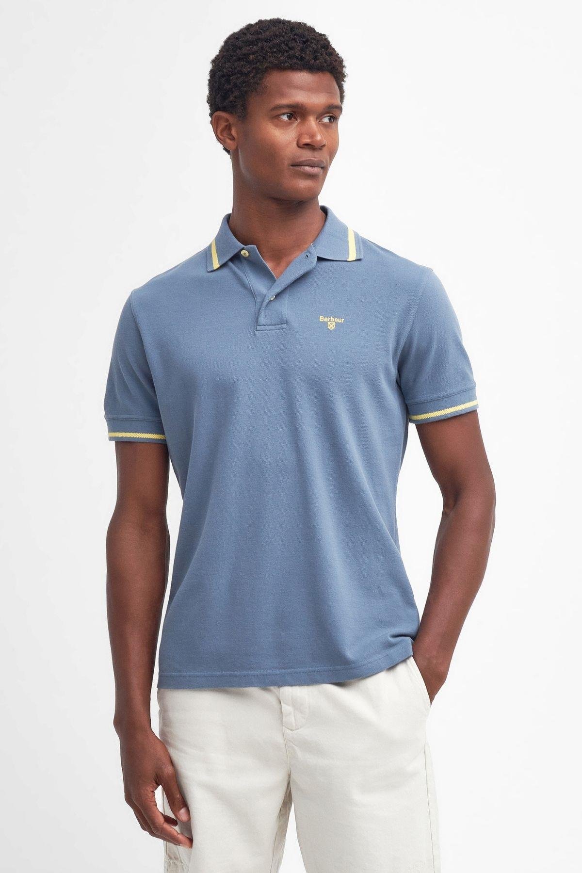 Barbour Newbridge Short Sleeve Cotton Polo Yaka BL14 Dark Chambray