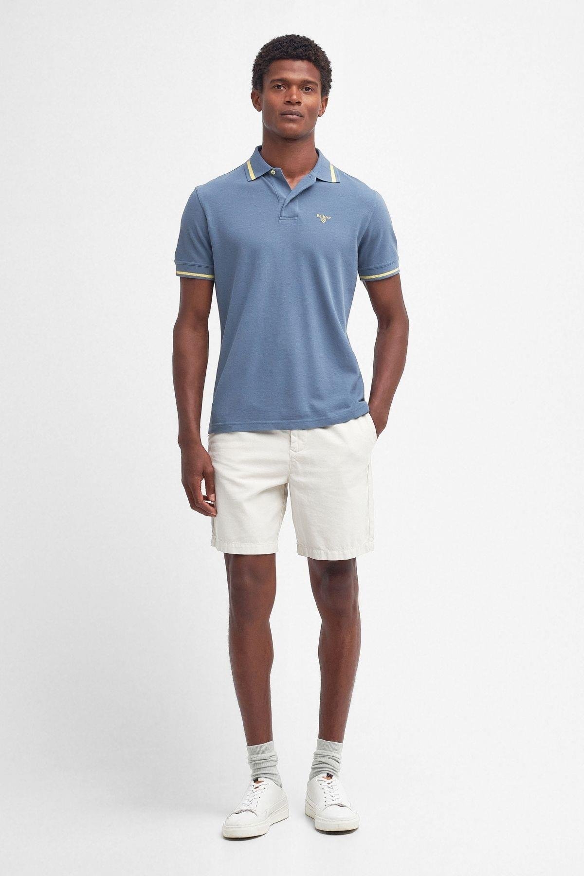 Barbour Newbridge Short Sleeve Cotton Polo Yaka BL14 Dark Chambray