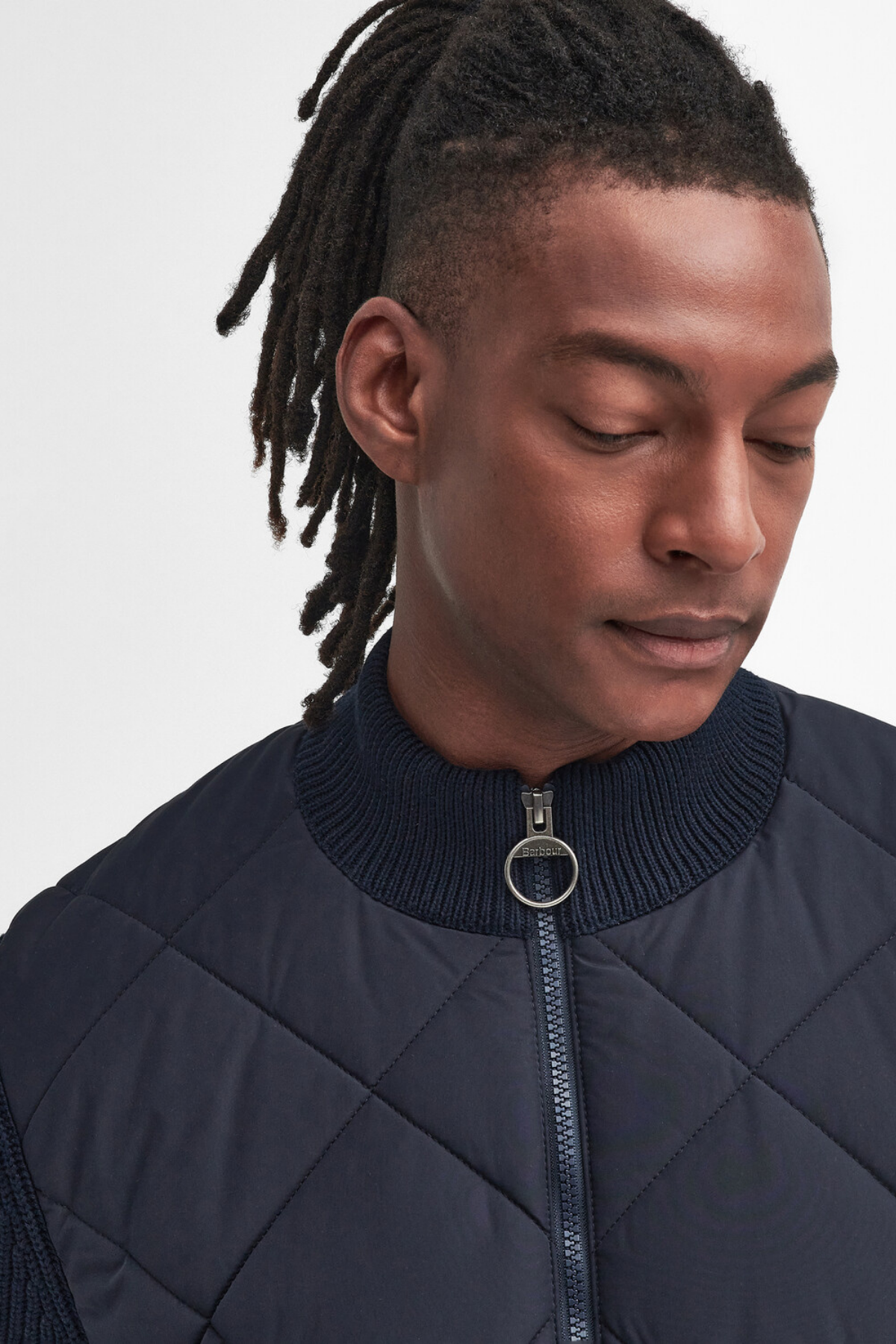 Barbour Newland Zip Through Knitted Jumper Kazak NY91 Navy
