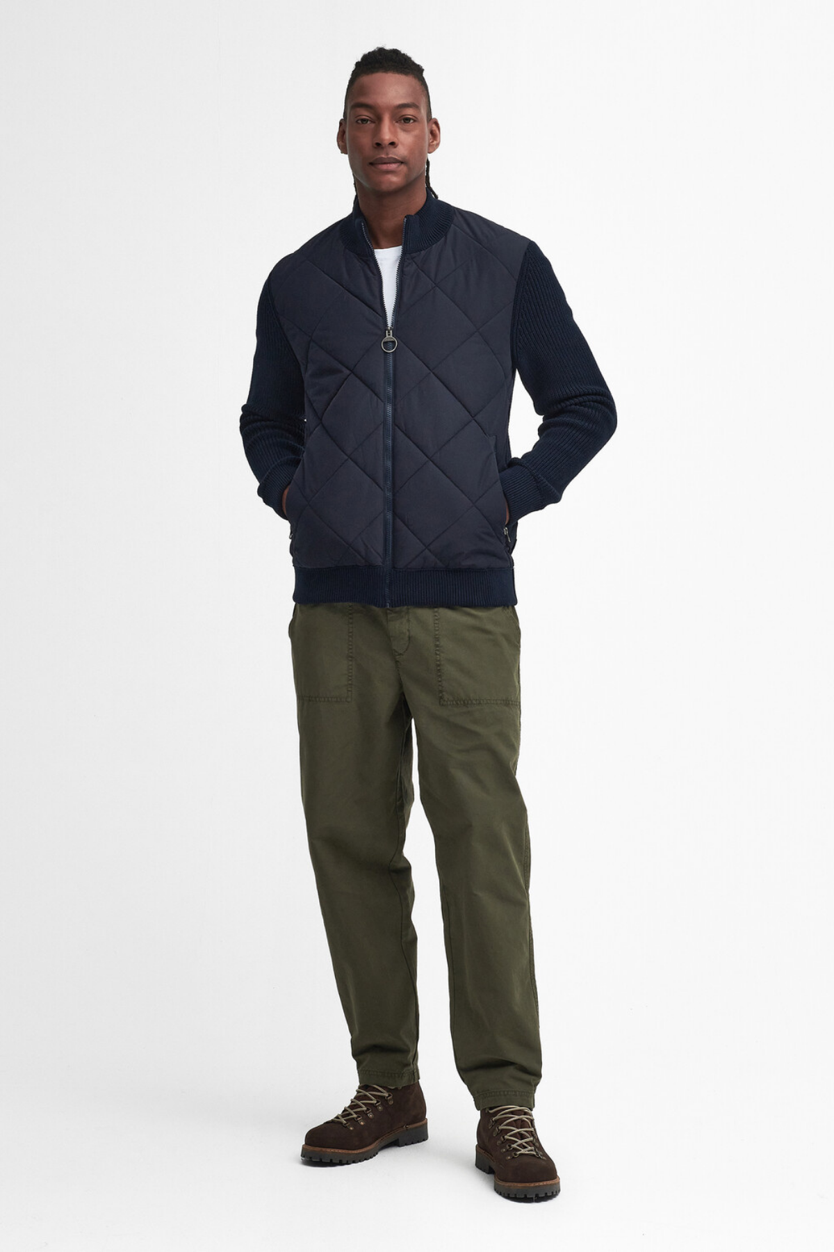 Barbour Newland Zip Through Knitted Jumper Kazak NY91 Navy