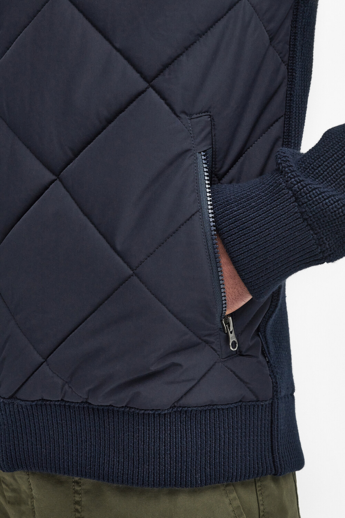 Barbour Newland Zip Through Knitted Jumper Kazak NY91 Navy