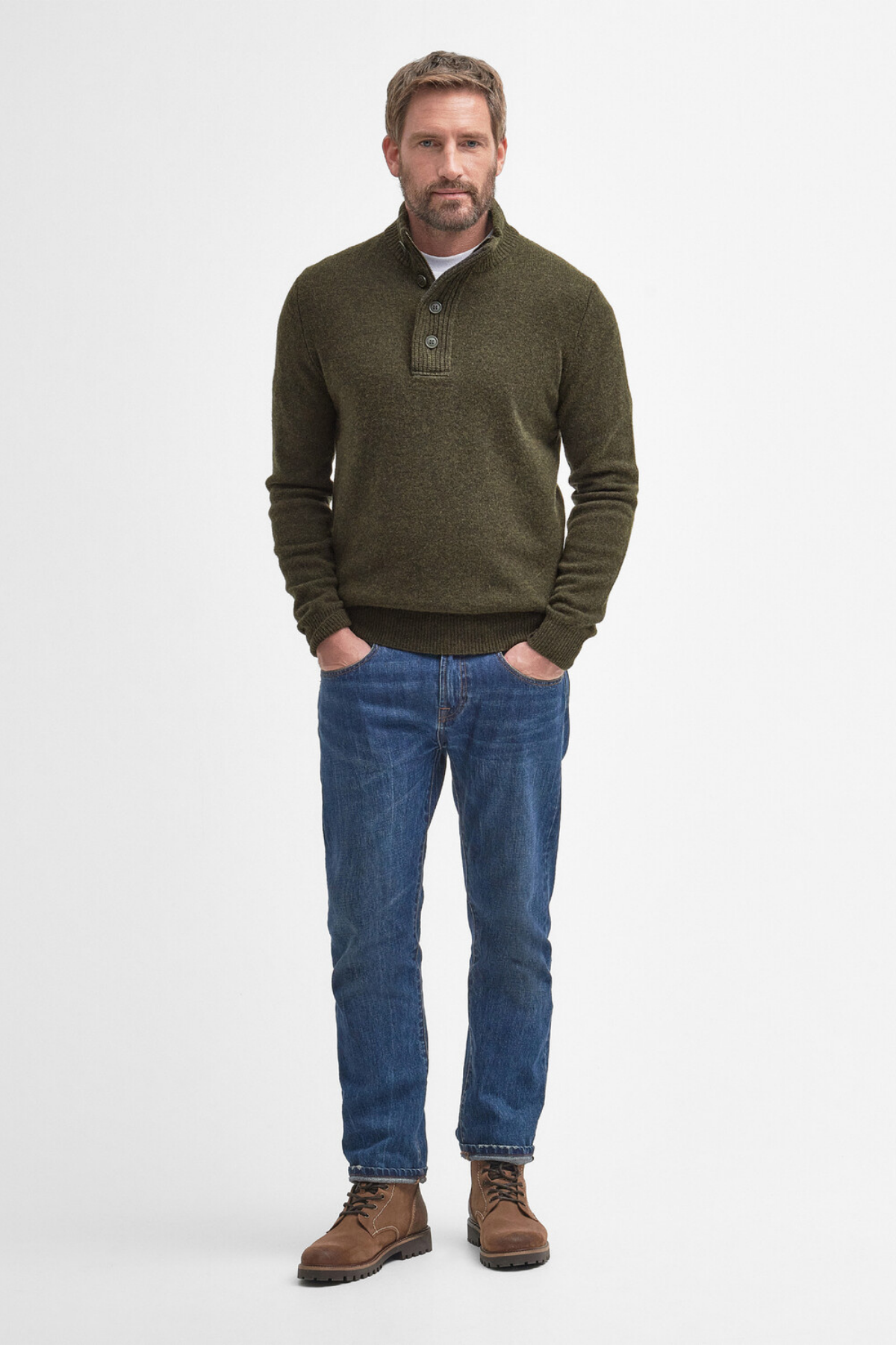 Barbour Patch Half Zip Kazak GN73 Seaweed