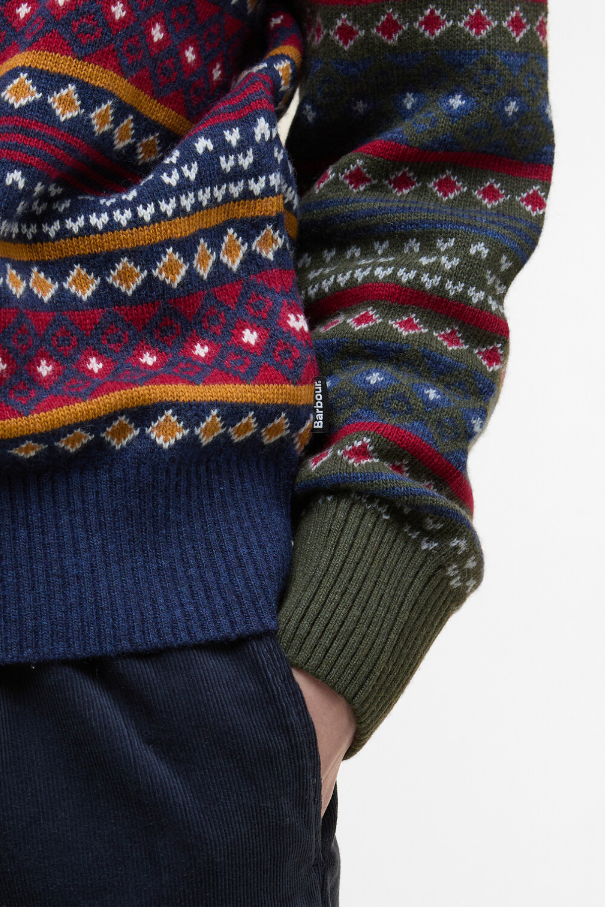 Barbour Patchwork Fair Isle Crew Neck Kazak NY31 Navy Mix