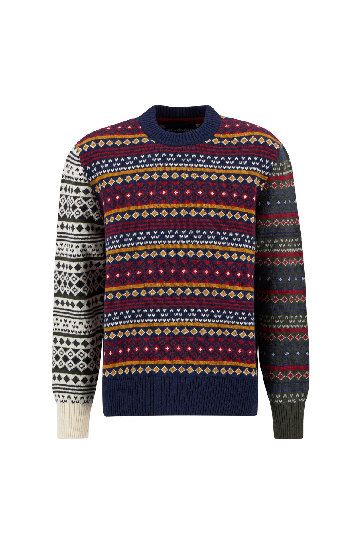 Barbour Patchwork Fair Isle Crew Neck Kazak NY31 Navy Mix
