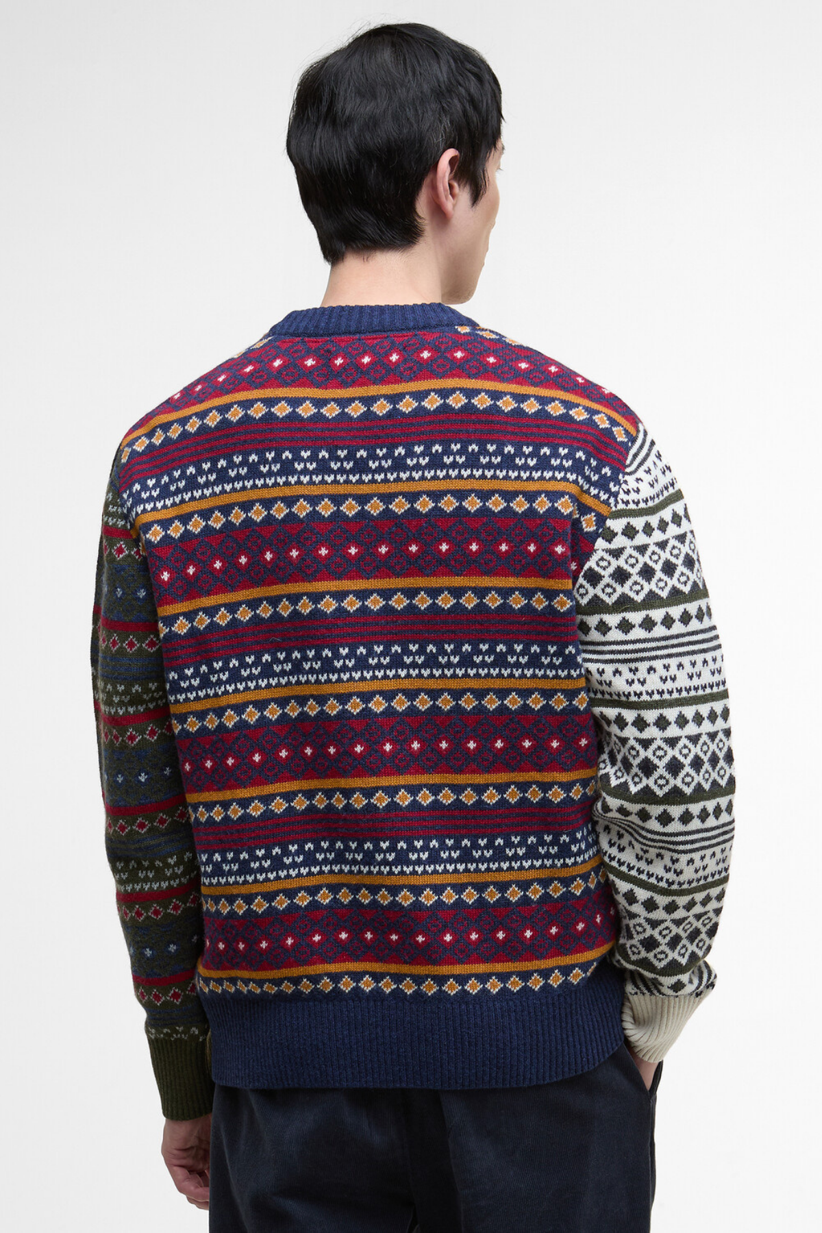 Barbour Patchwork Fair Isle Crew Neck Kazak NY31 Navy Mix