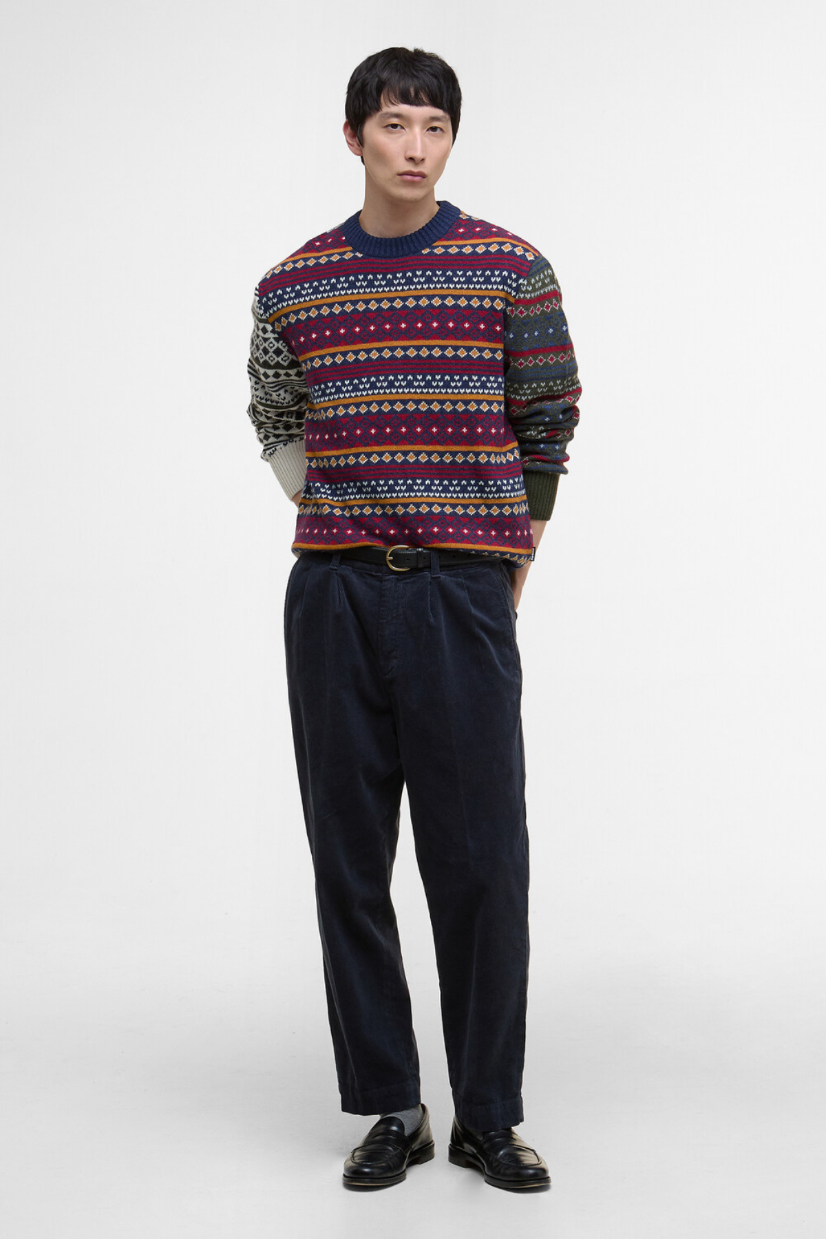 Barbour Patchwork Fair Isle Crew Neck Kazak NY31 Navy Mix