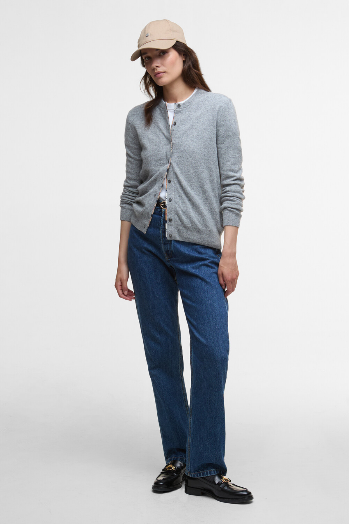 Barbour Pendle Triko Hırka GY71 Grey Marl/Hessian Tartan
