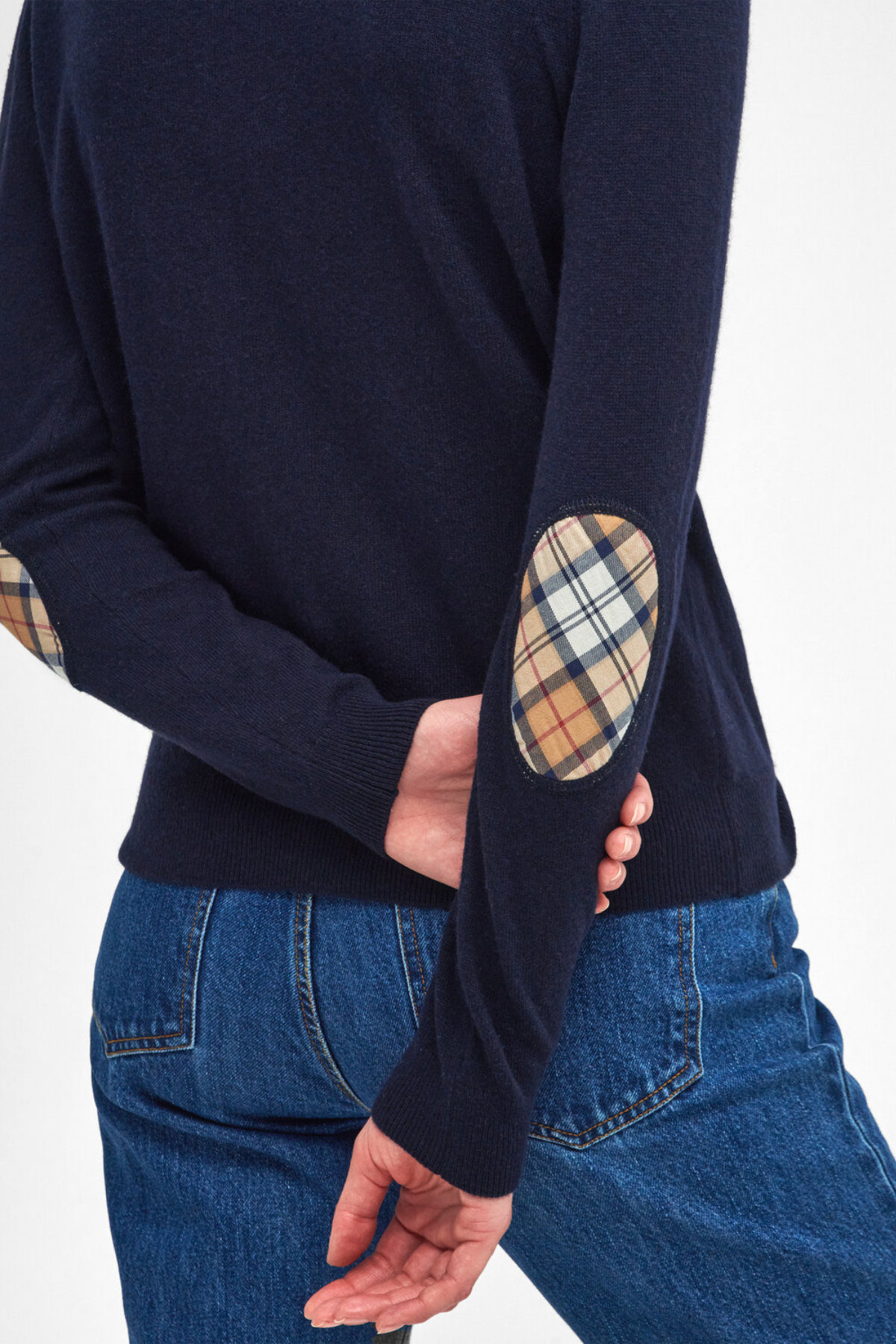 Barbour Pendle Triko Hırka NY78 Navy/Hessian Tartan