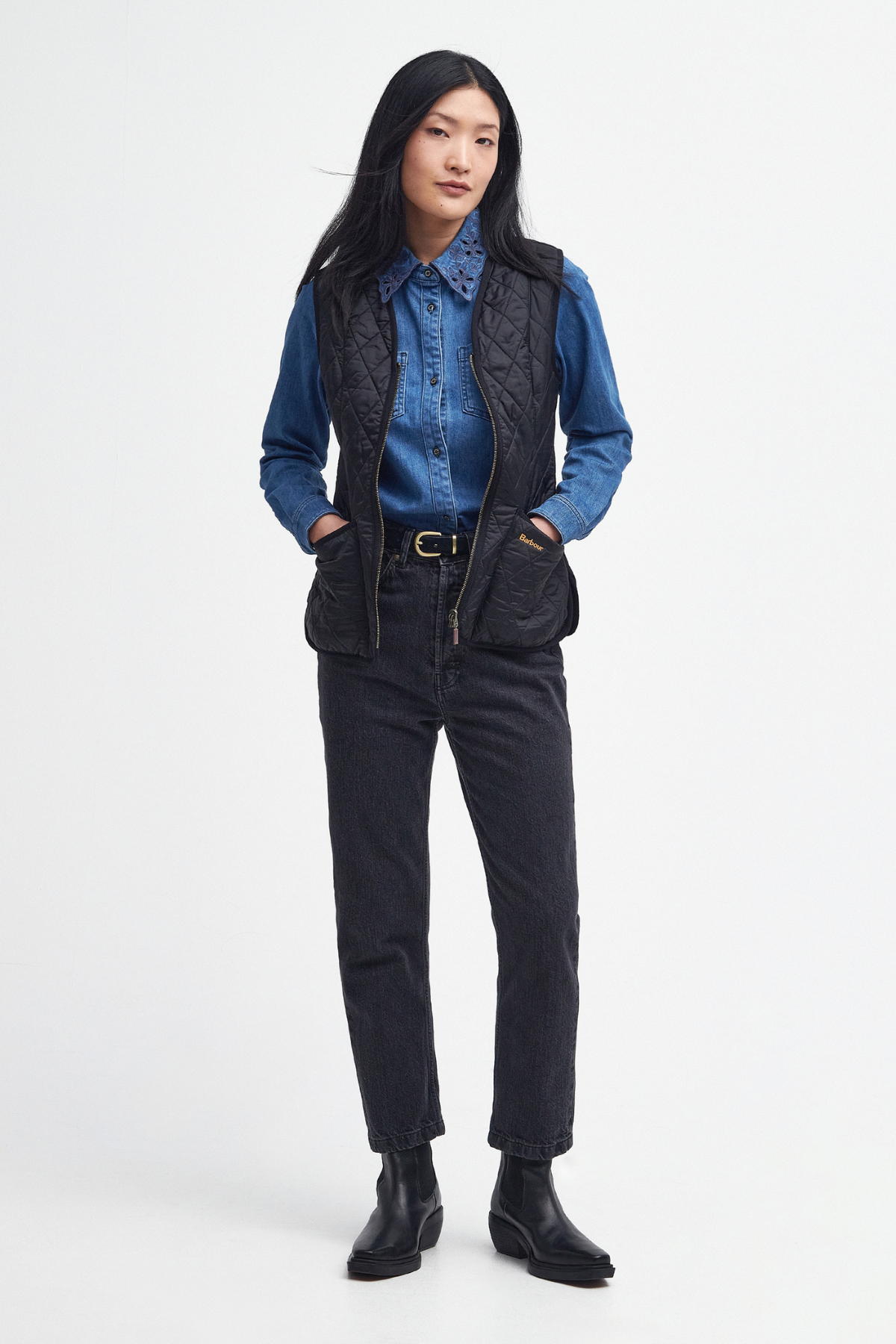 Barbour Polar Betty İçlik-Yelek - Beadnell Ceketler İle Uyumludur BK11 Black-Black Slate