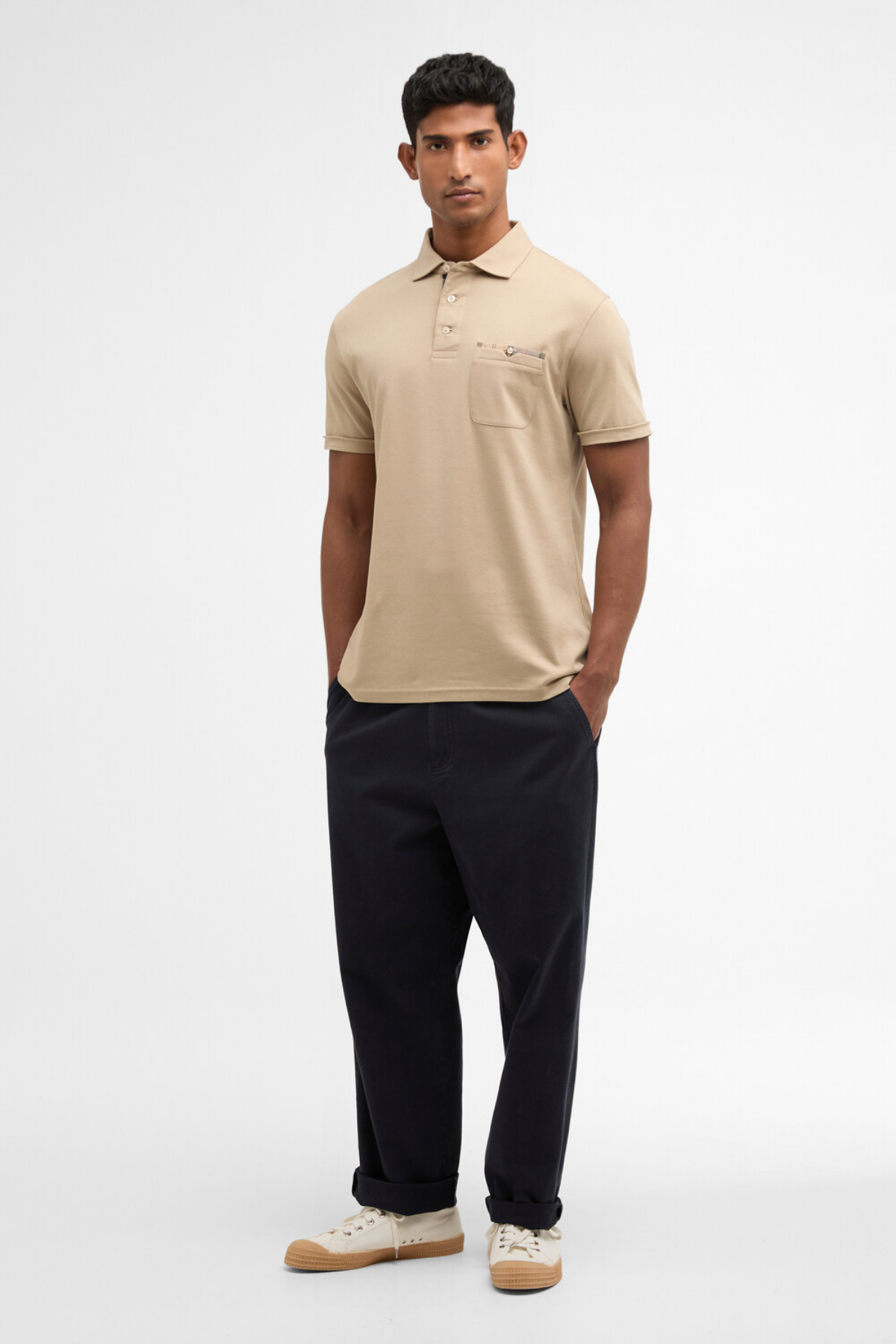 Barbour Premium Corpatch Tailored Polo Yaka ST17 Washed Stone