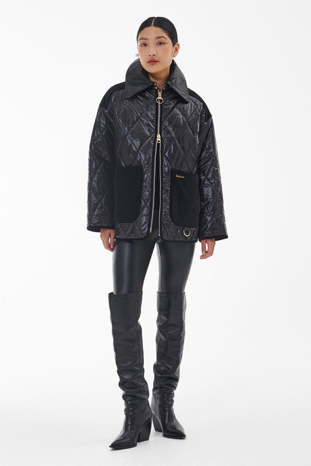 Barbour Premium Woodhall Kapitone Ceket BK11 Black/Classic