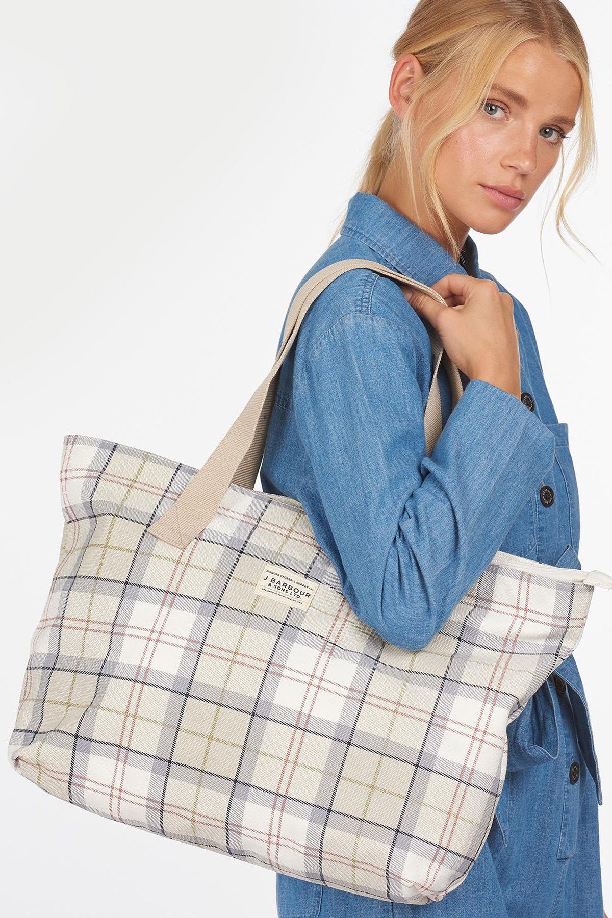 Barbour Printed Shopper El Çantası CR71 Mist Tartan