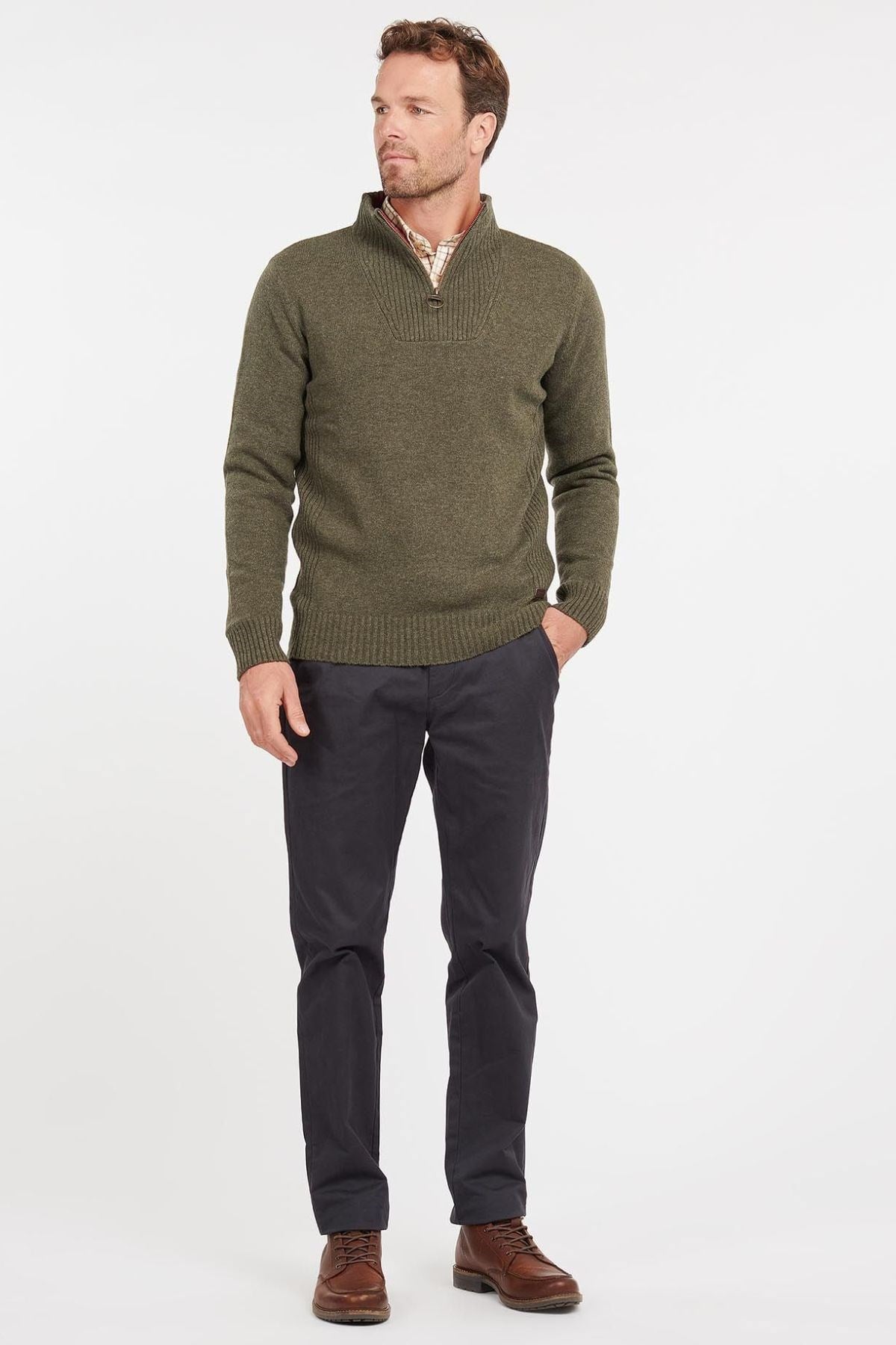 Barbour Pullover Nelson Yarım Fermuar Kazak GY73 Seal