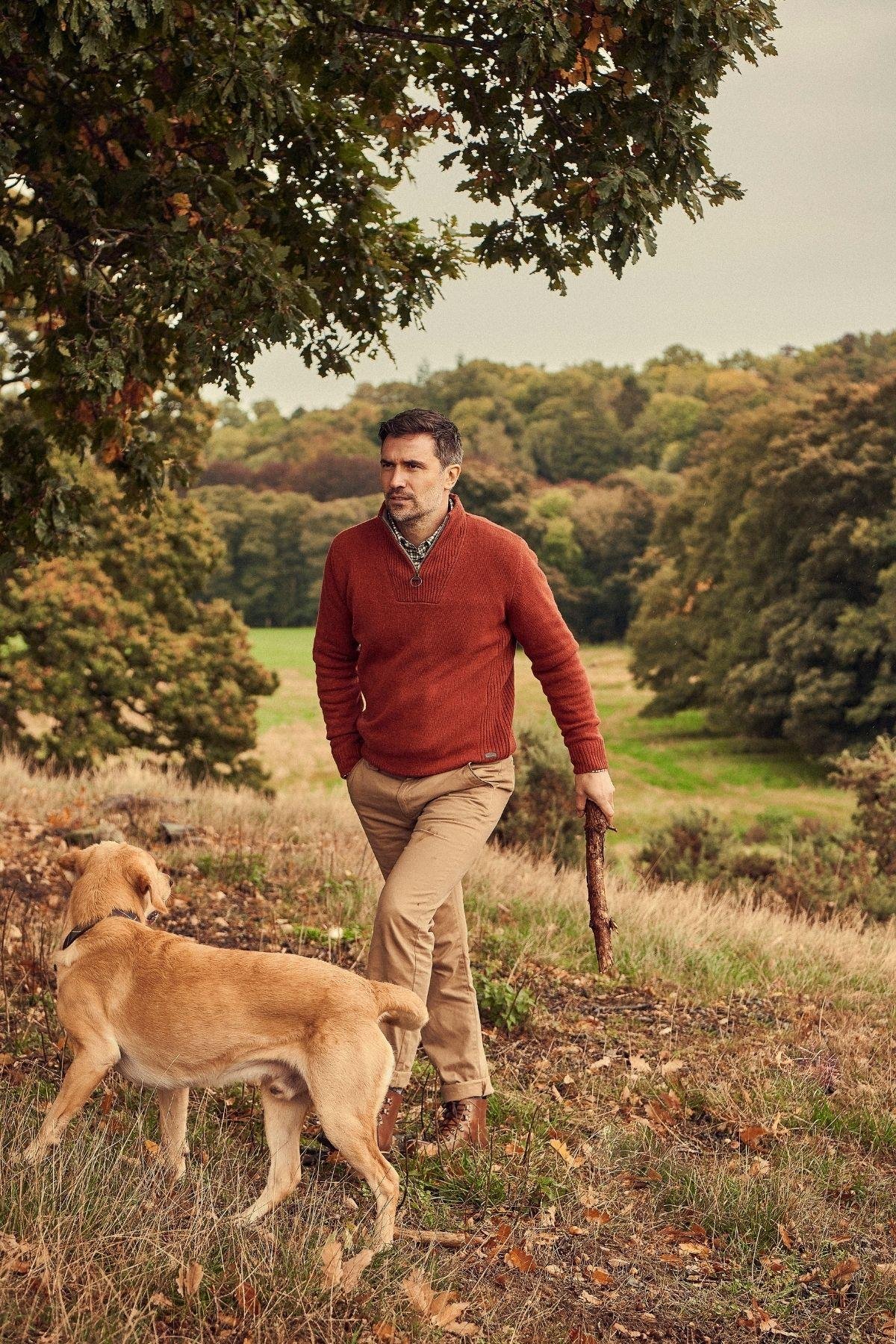 Barbour Pullover Nelson Yarım Fermuar Kazak RE71 Brıck Red