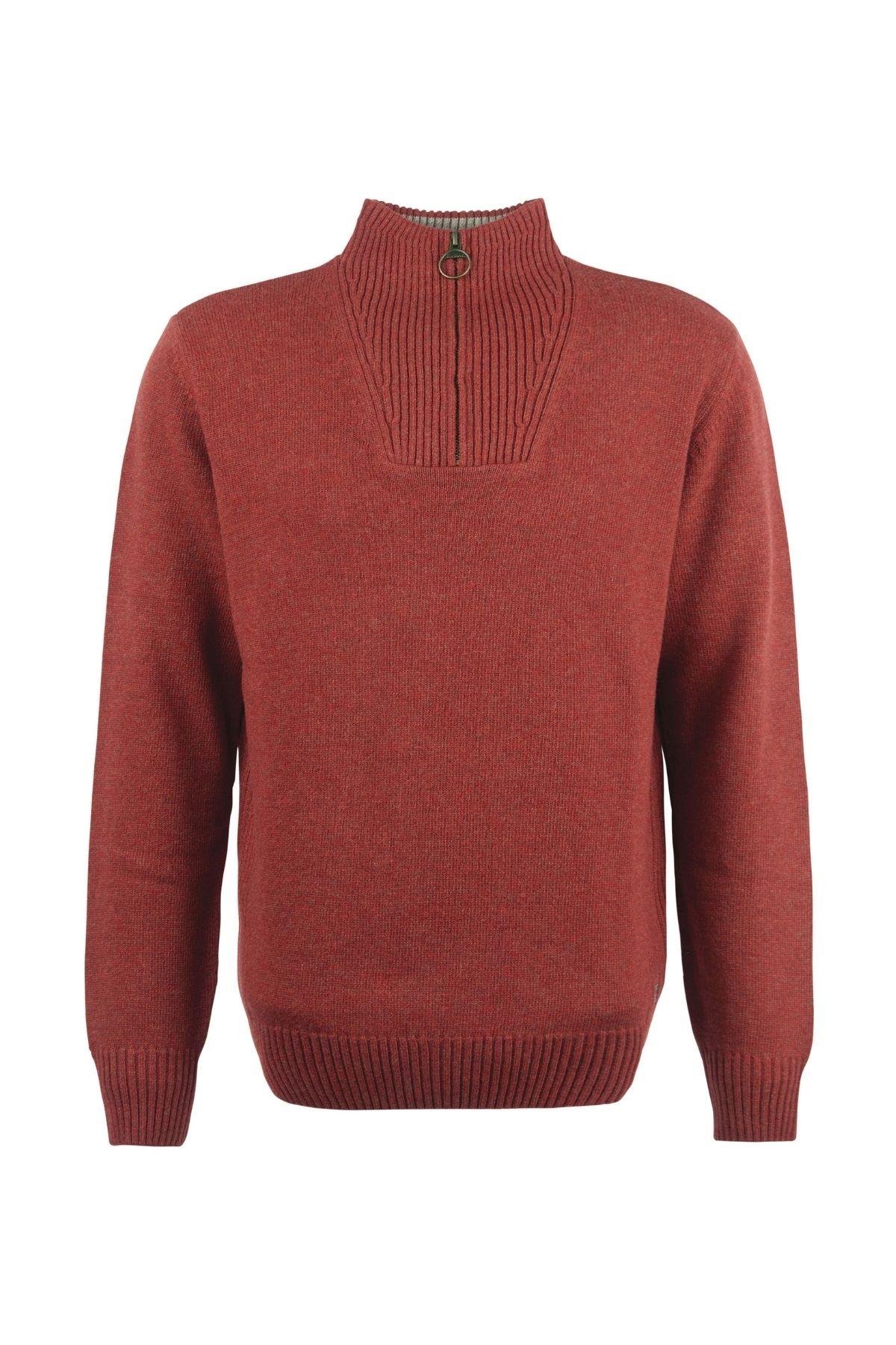 Barbour Pullover Nelson Yarım Fermuar Kazak RE71 Brıck Red