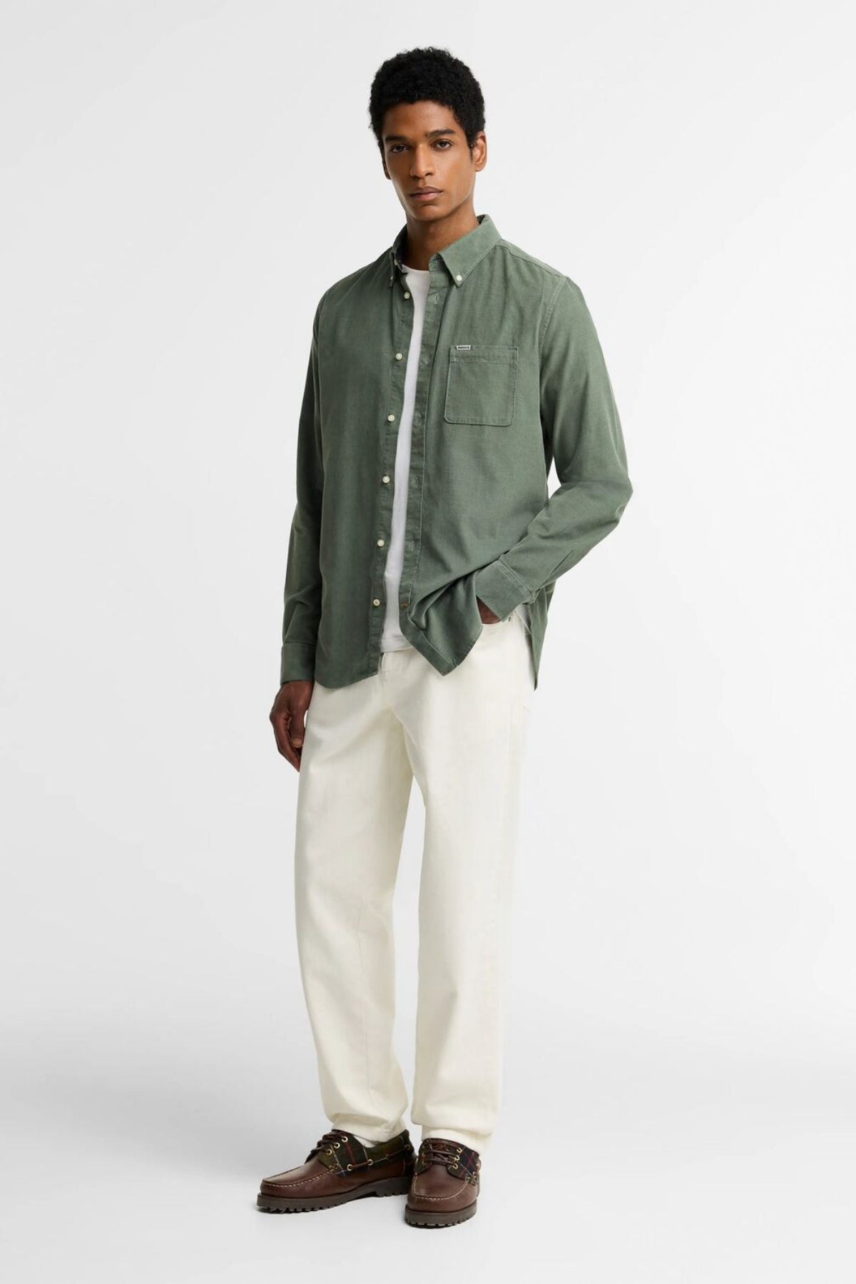 Barbour Ramsey Tailored Cord Gömlek GN49 Agave Green