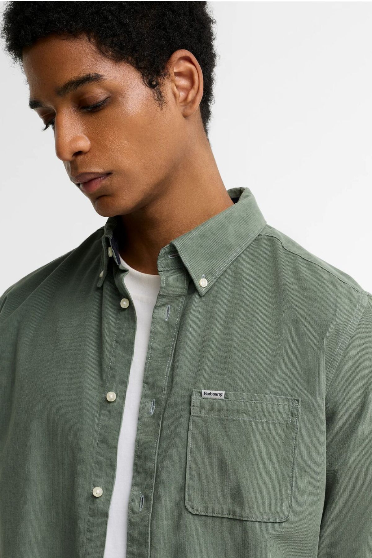 Barbour Ramsey Tailored Cord Gömlek GN49 Agave Green