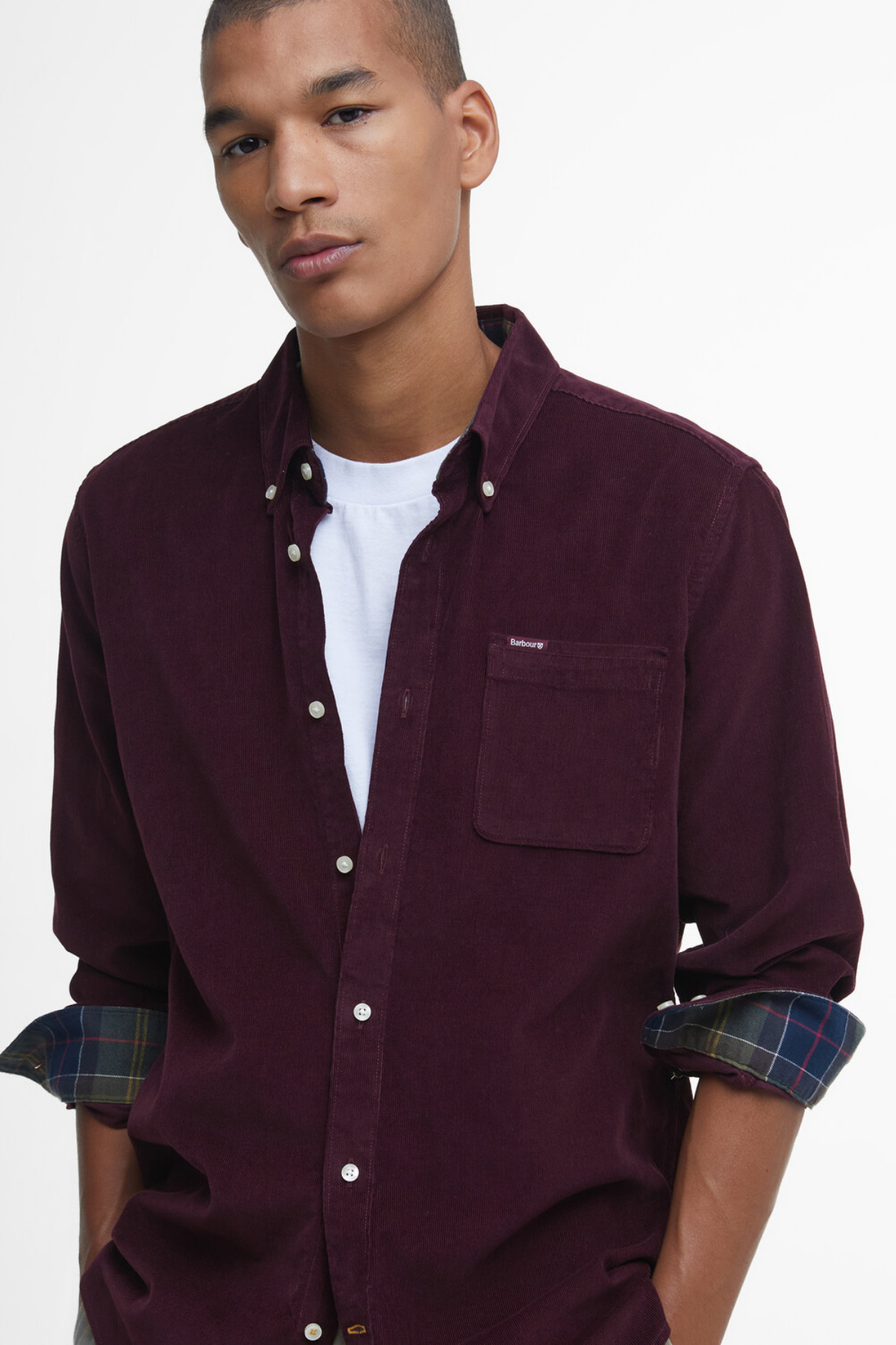 Barbour Ramsey Tailored Cord Gömlek RE89 Winter Red