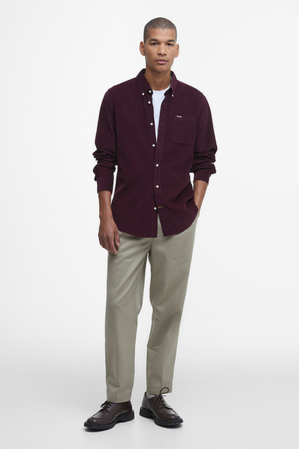 Barbour Ramsey Tailored Cord Gömlek RE89 Winter Red