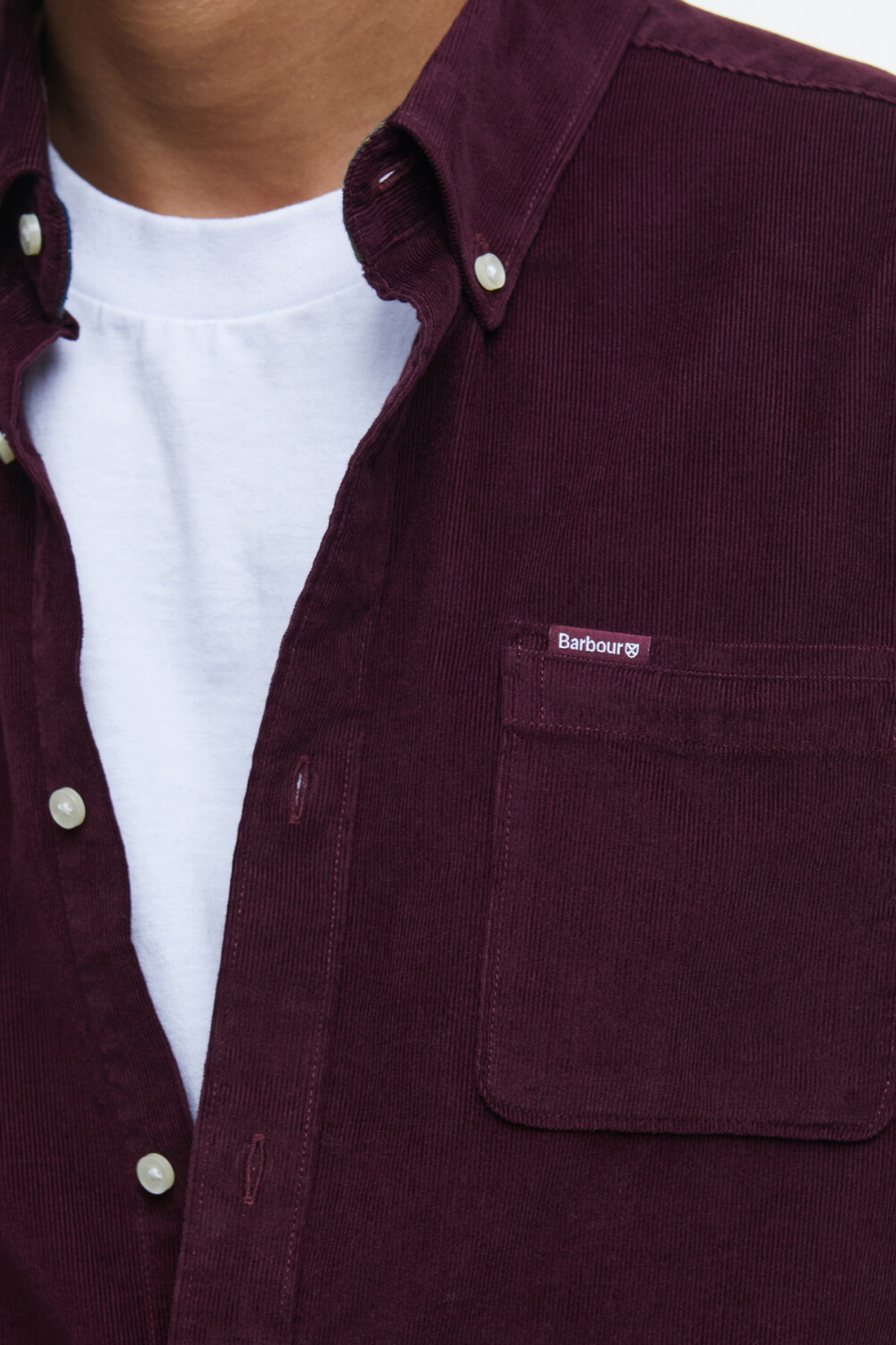 Barbour Ramsey Tailored Cord Gömlek RE89 Winter Red