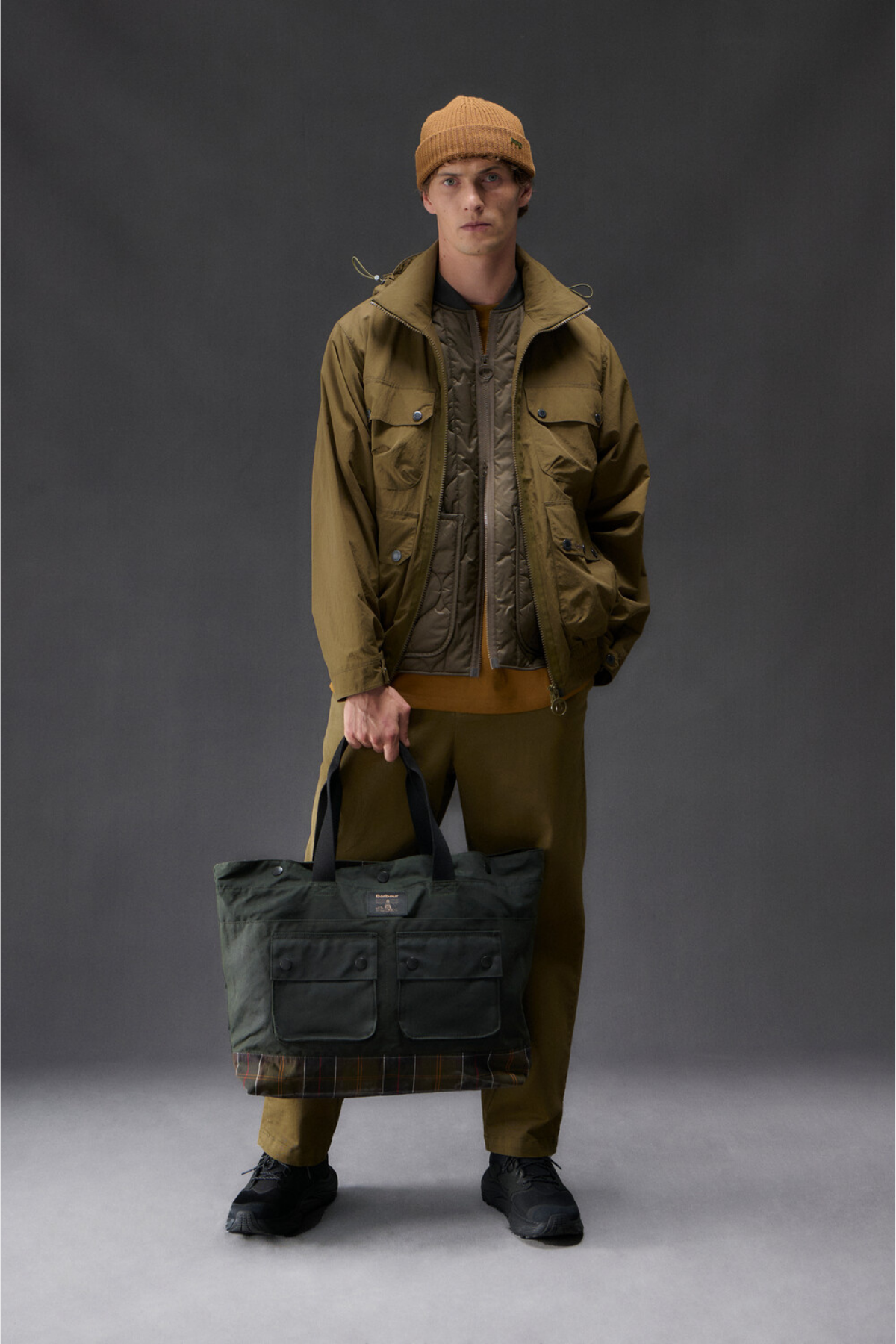 Barbour Re-Engineered Hooded Showerproof Flight Bedale Ceket OL55 Beech