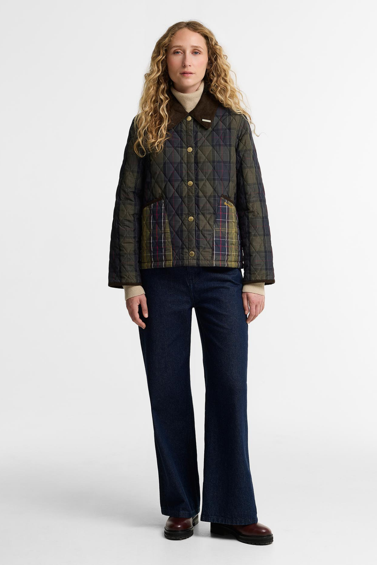 Barbour Reimagined Icons Tartan Crop Liddesdale Kapitone Ceket NY92 Shadow Classic