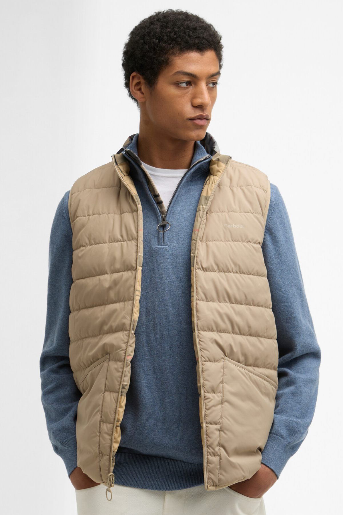 Barbour Reversible Tartan Puffer Yelek TN32 Dress Tartan