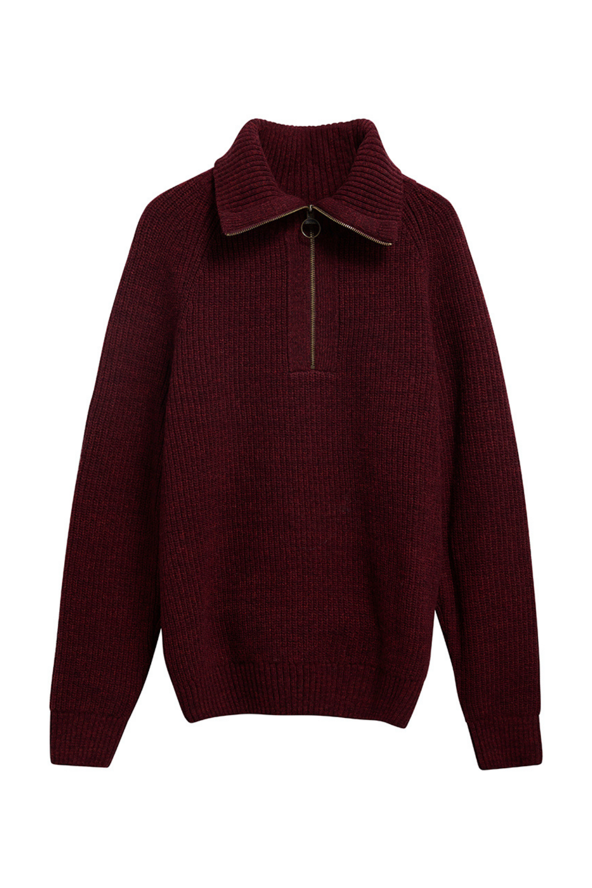 Barbour Riggbay Knitted Yarım Fermuarlı Kazak BR53 Chestnut