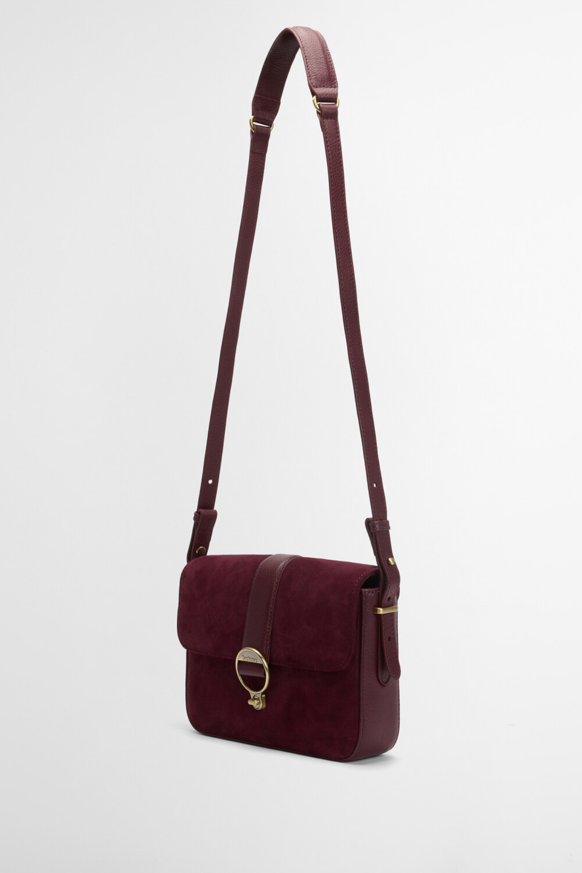 Barbour Rosa Suede & Leather Çapraz Çanta RE94 Burgundy Red