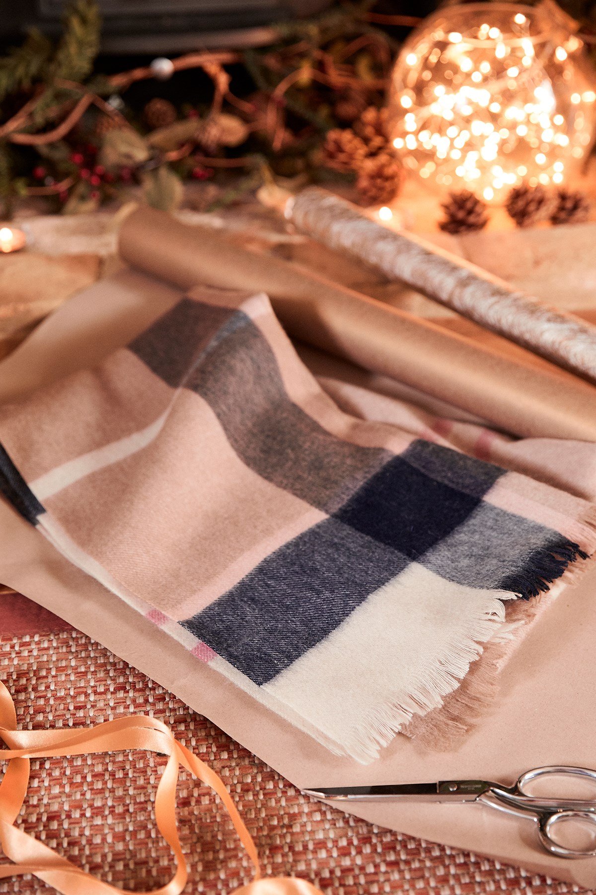 Barbour Rosefield Tartan Şal Pink/Hessian